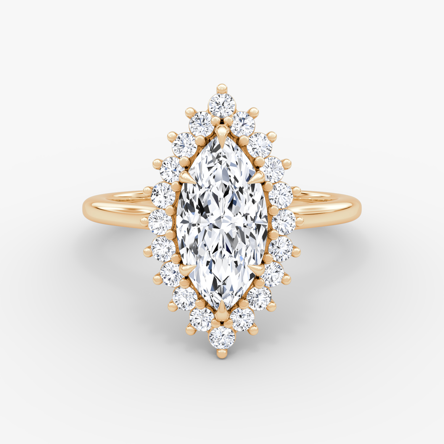 Floral Cathedral Marquise Engagement Ring | 14k Rose Gold