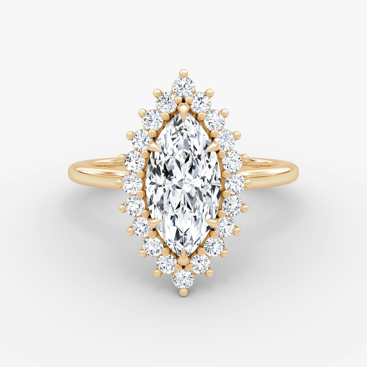 Floral Cathedral Marquise Engagement Ring | 14k Rose Gold