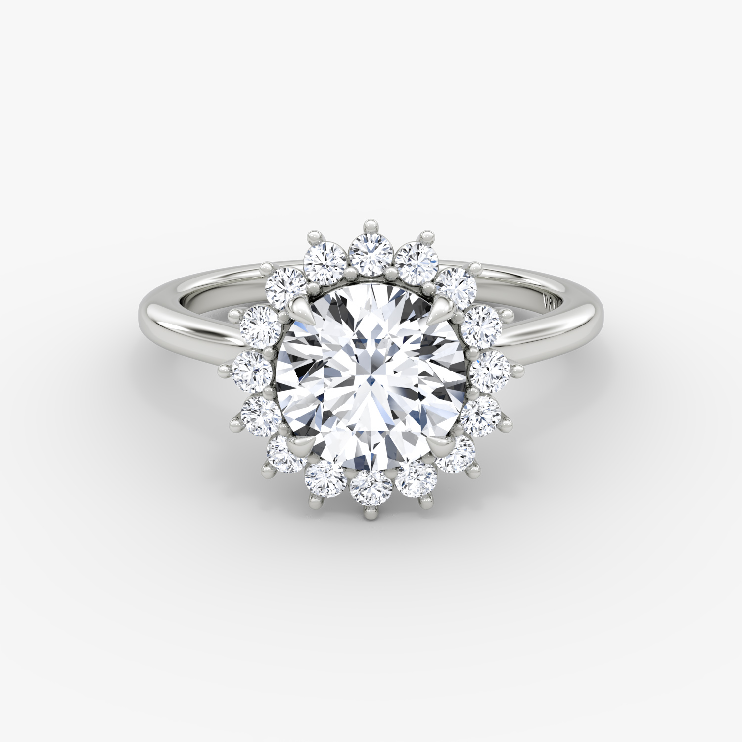 Floral Cathedral Round Brilliant Engagement Ring | 18k White Gold