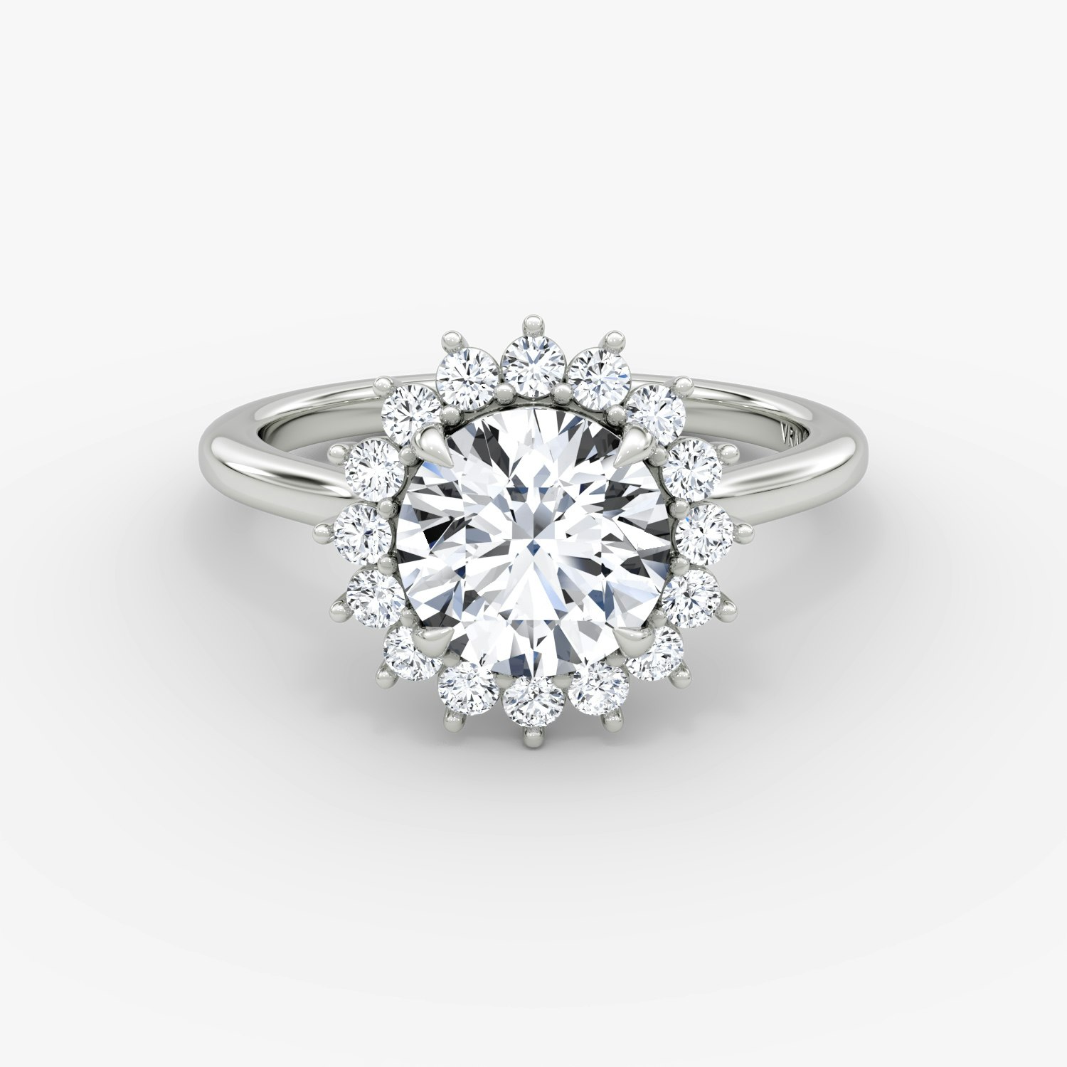 Floral Cathedral Round Brilliant Engagement Ring | 18k White Gold