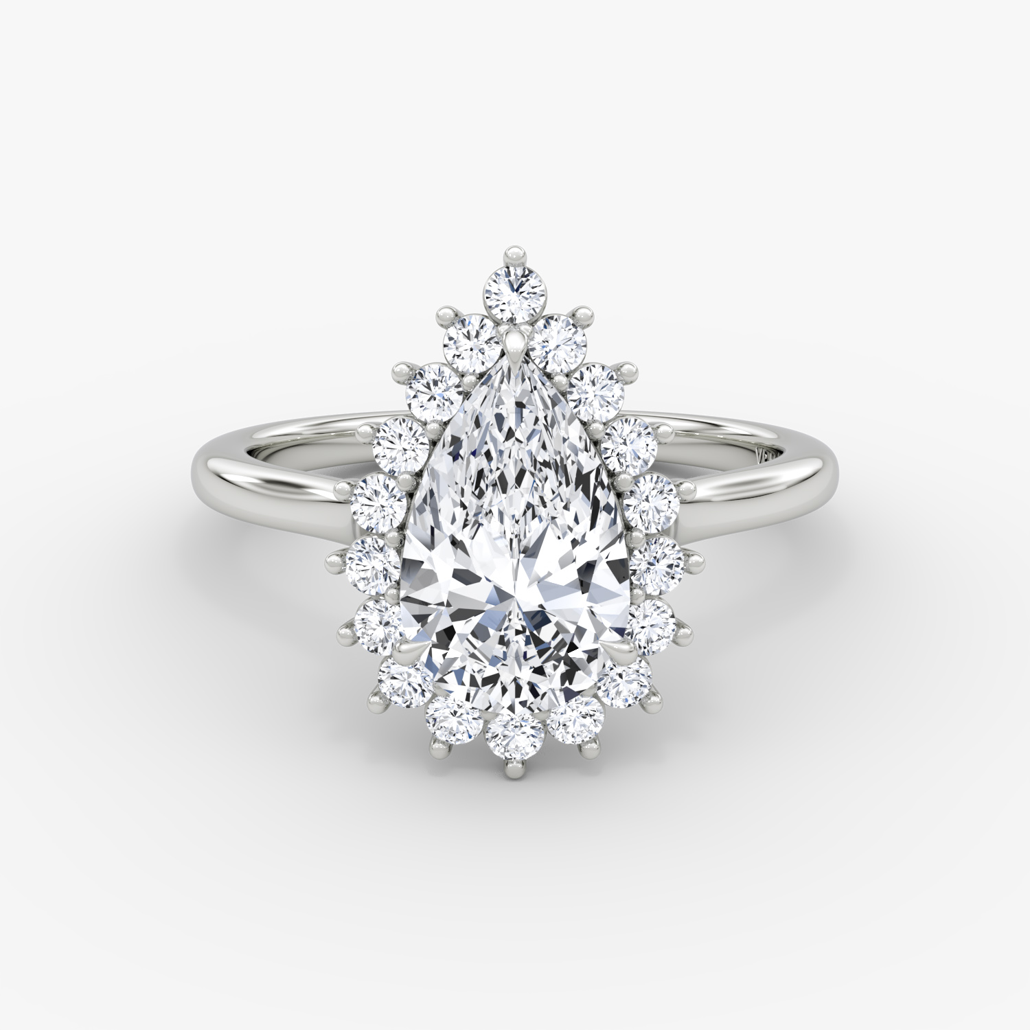 Floral Cathedral Pear Engagement Ring | 18k White Gold