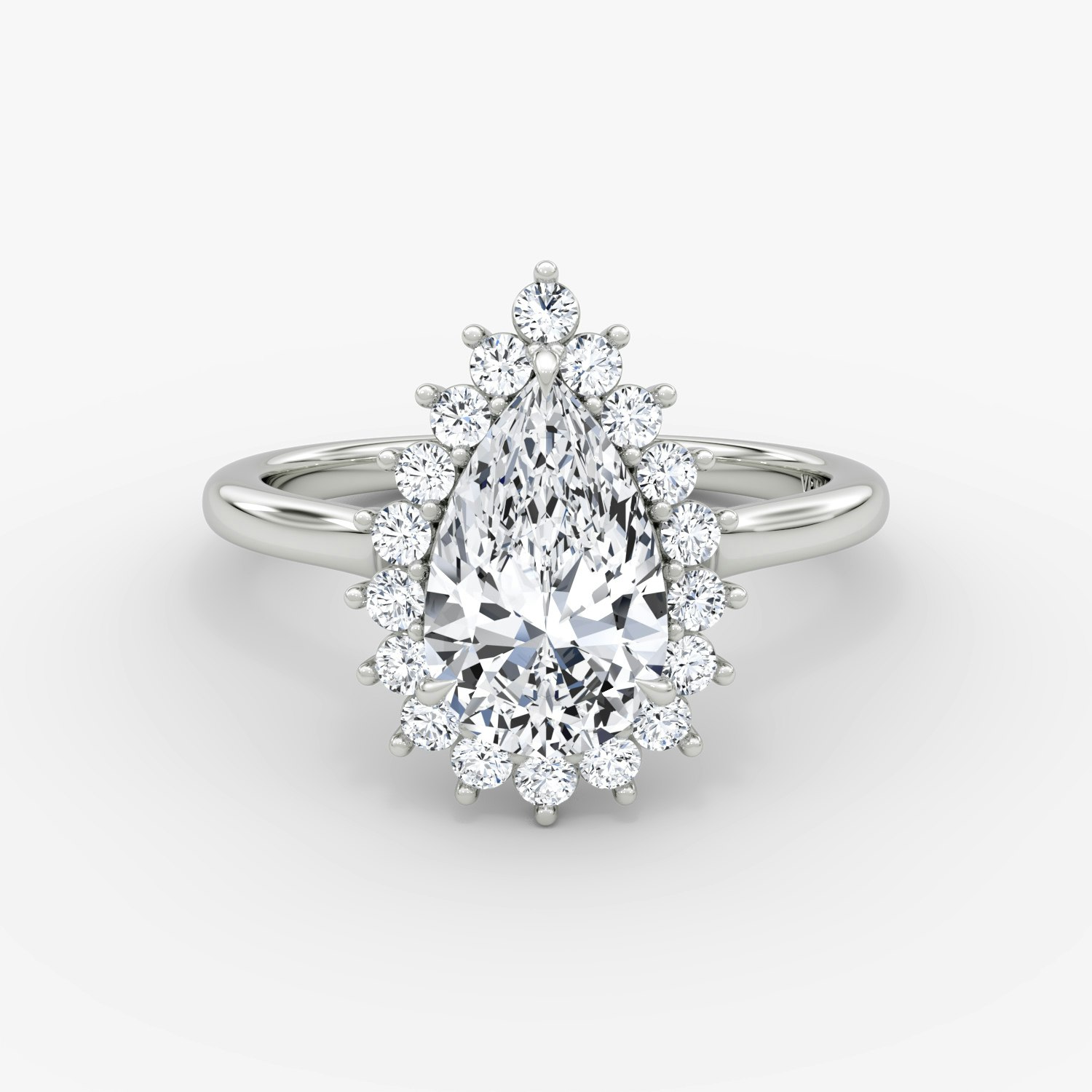 Floral Cathedral Pear Engagement Ring | 18k White Gold