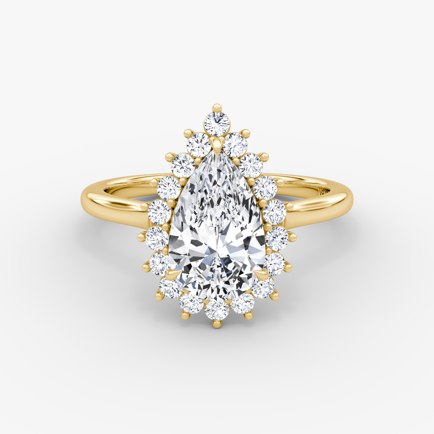Floral Cathedral Pear Engagement Ring | 18k Yellow Gold