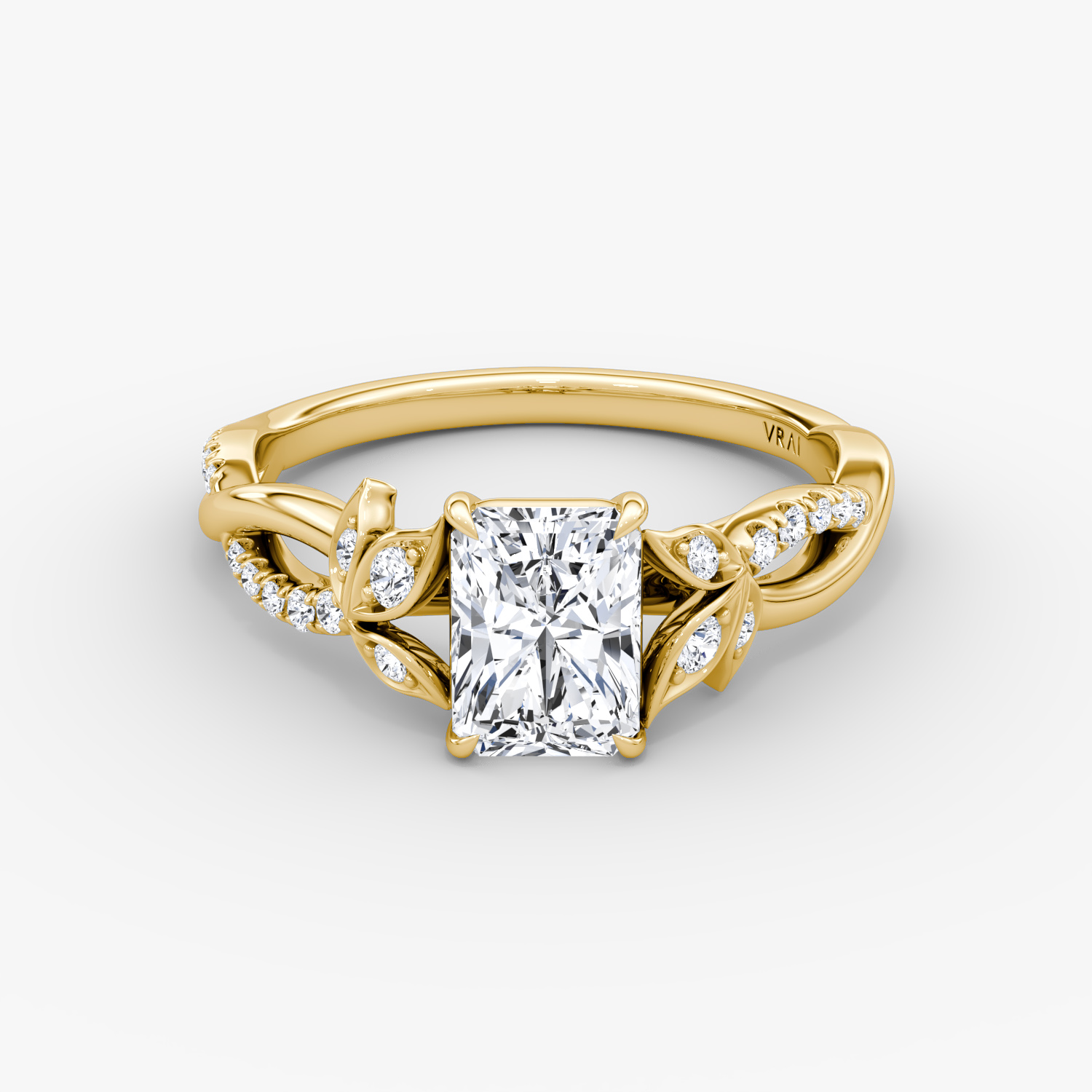 Twisted Floral Radiant Engagement Ring | 18k Yellow Gold