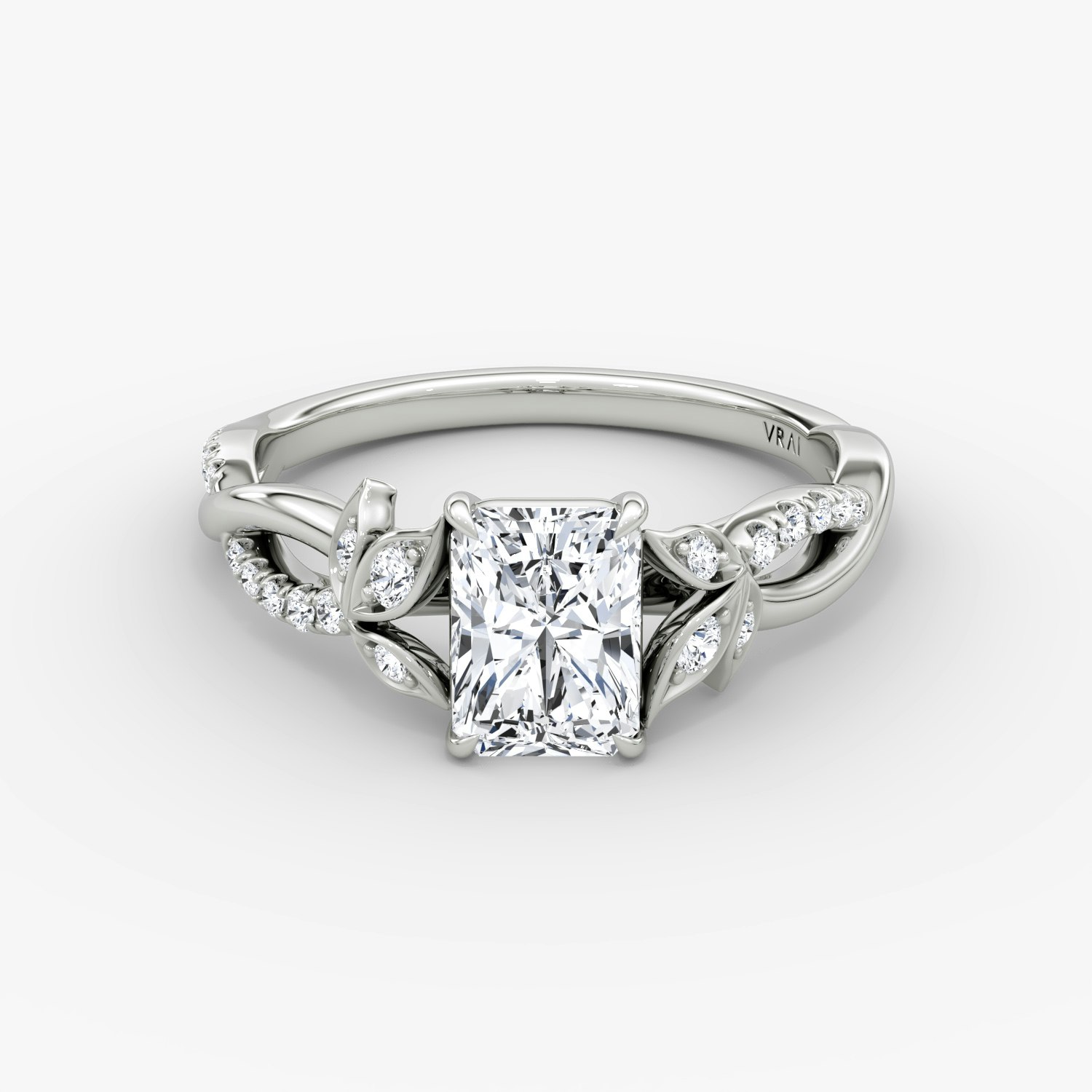 Twisted Floral Radiant Engagement Ring | 18k White Gold