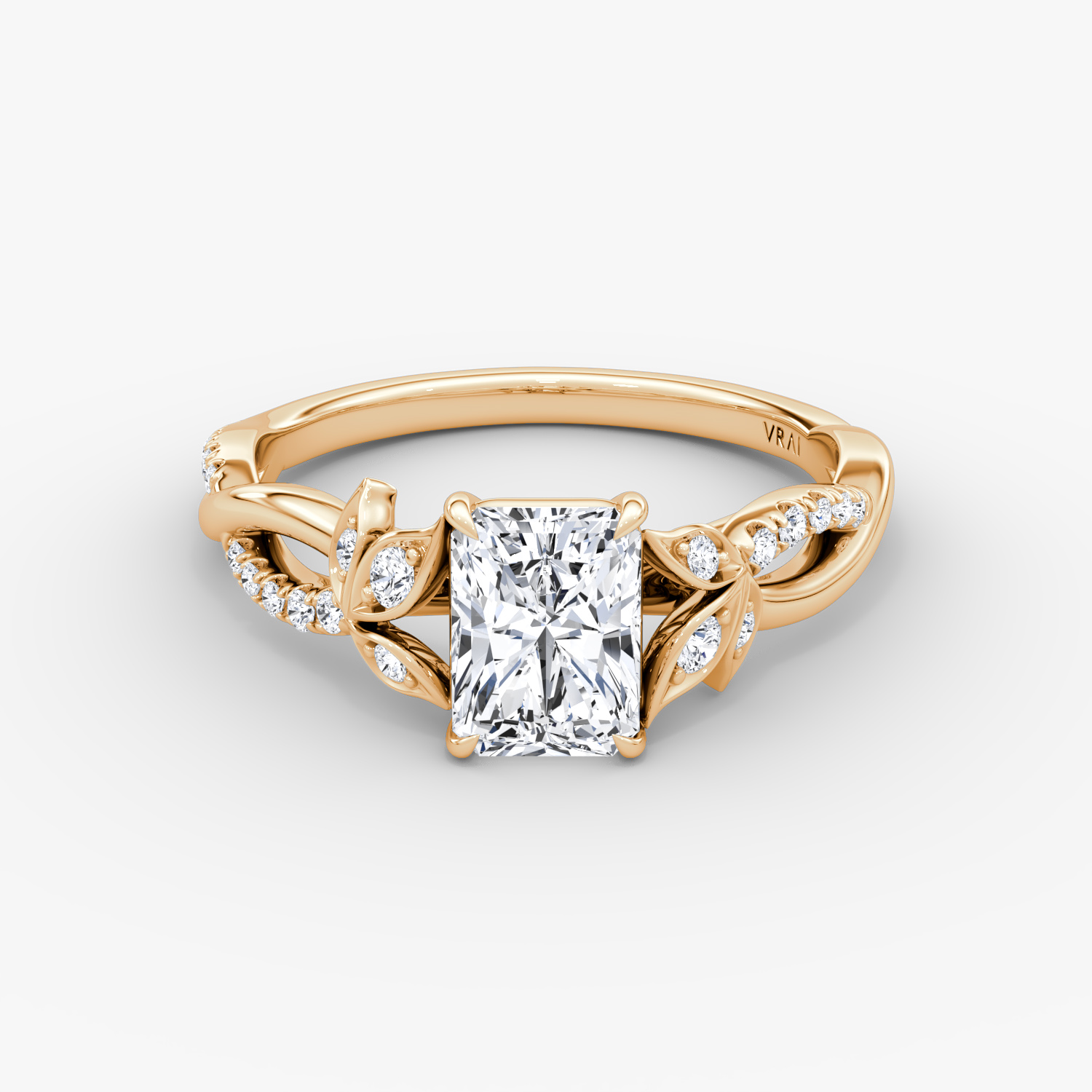 Twisted Floral Radiant Engagement Ring | 14k Rose Gold