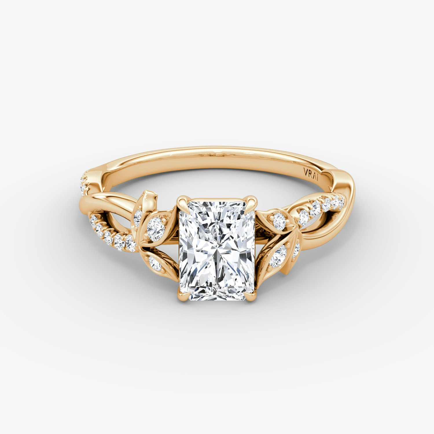 Twisted Floral Radiant Engagement Ring | 14k Rose Gold