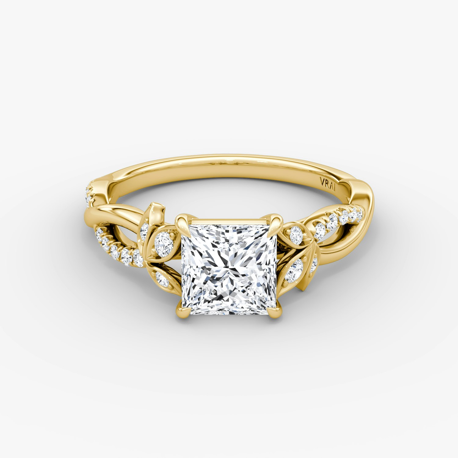 Twisted Floral Princess Engagement Ring | 18k Yellow Gold