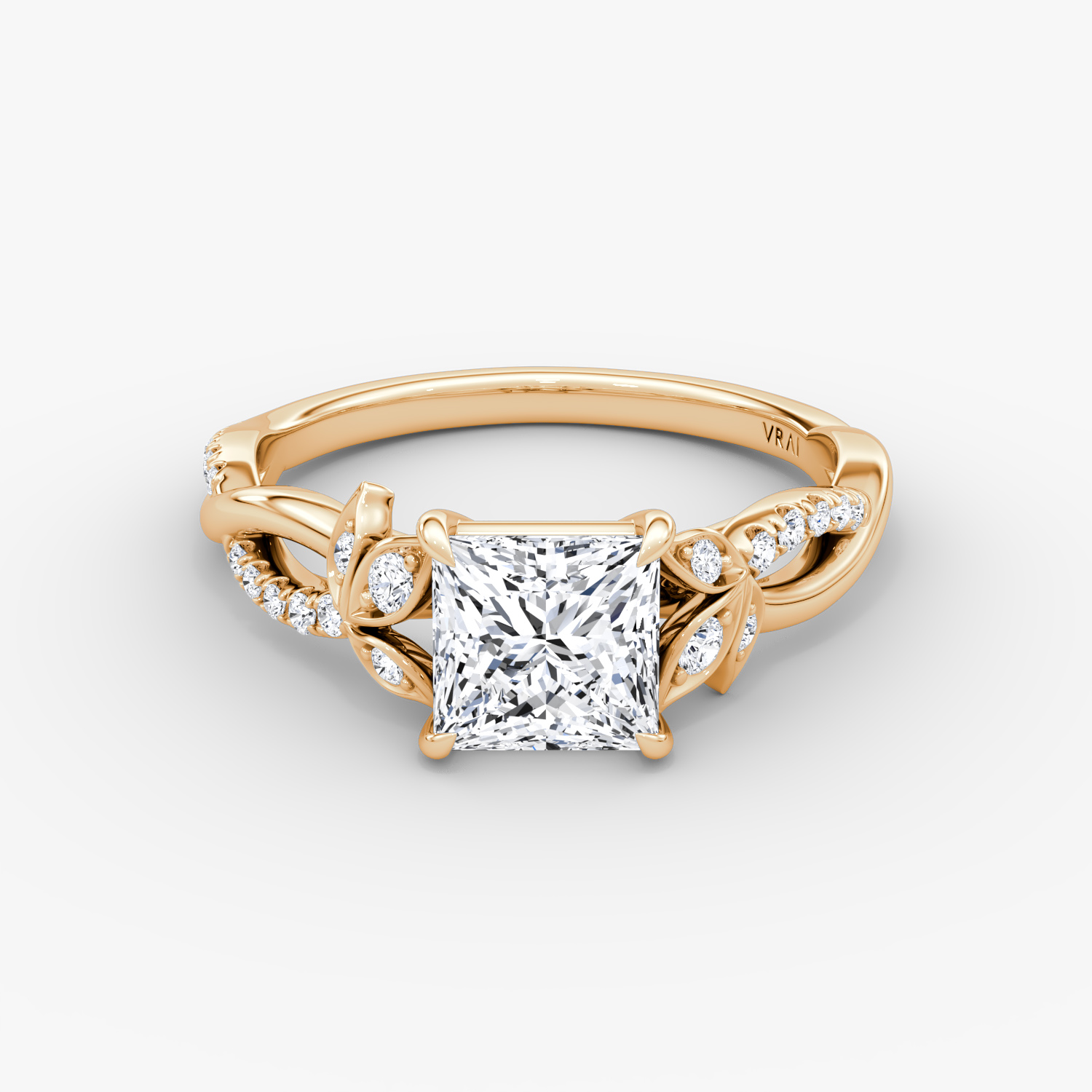 Twisted Floral Princess Engagement Ring | 14k Rose Gold
