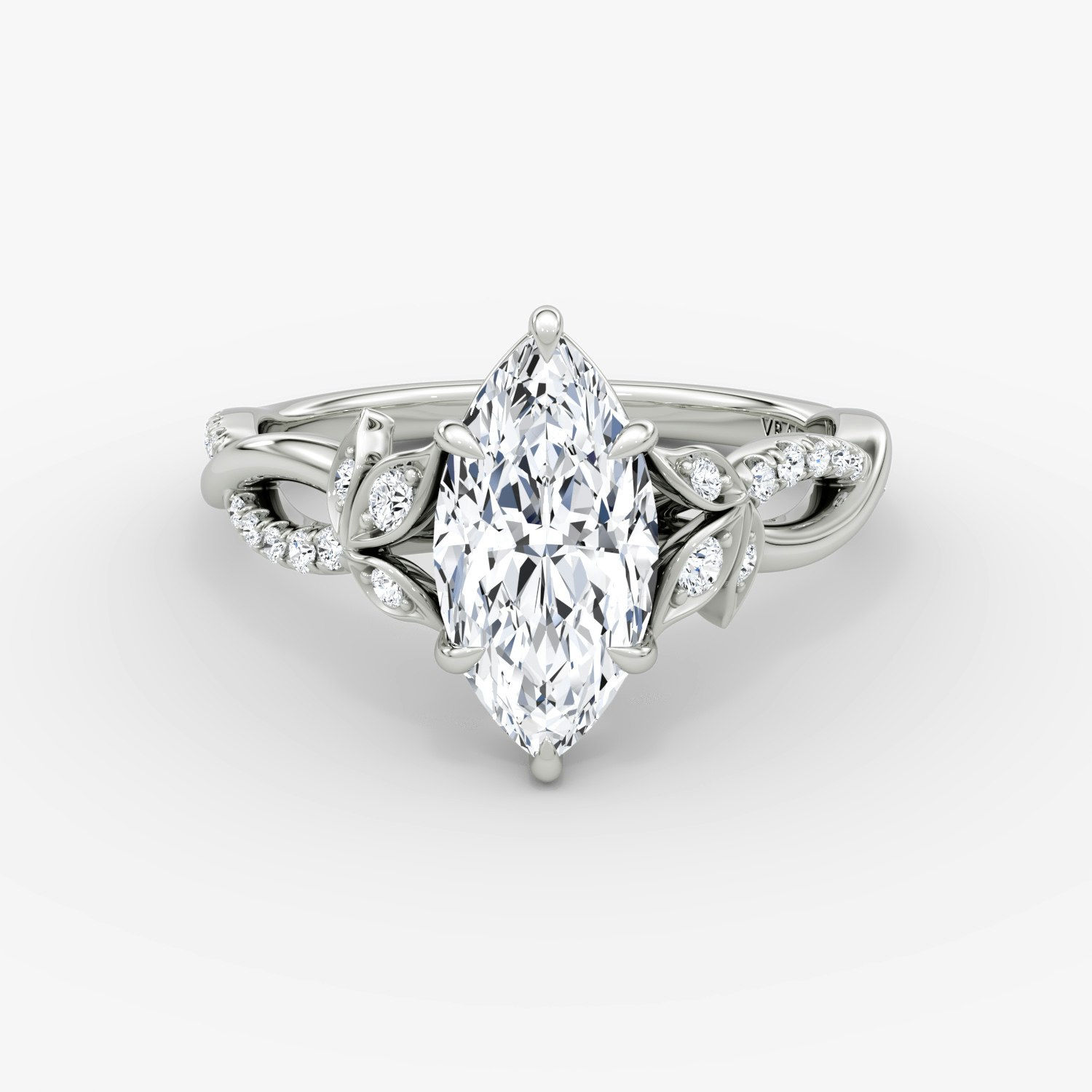 Twisted Floral Marquise Engagement Ring | 18k White Gold