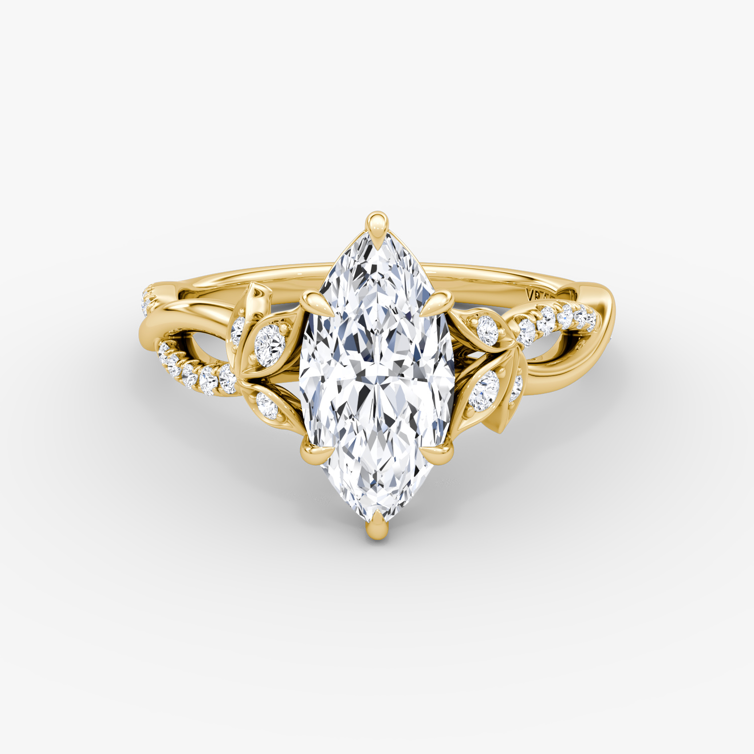 Twisted Floral Marquise Engagement Ring | 18k Yellow Gold