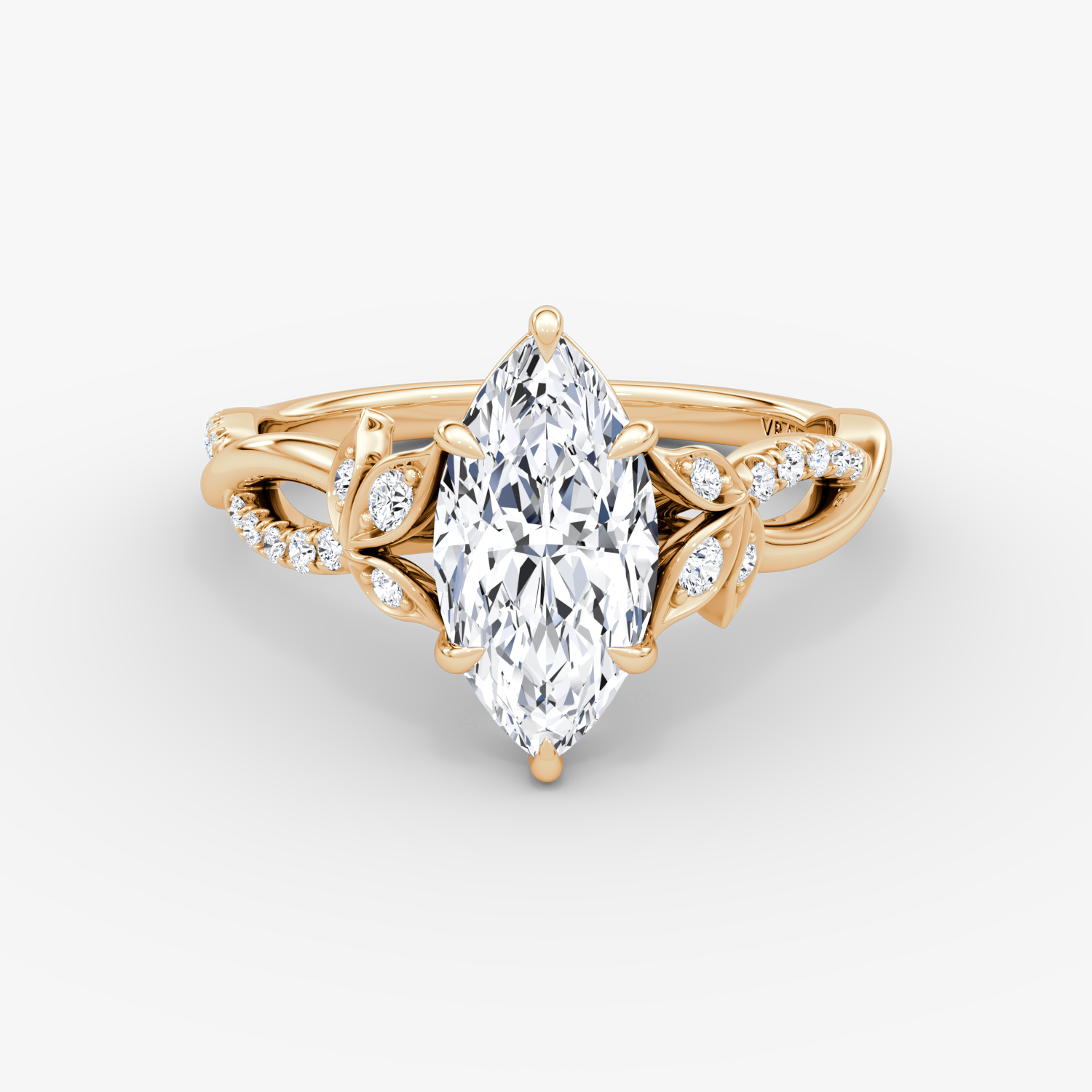 Twisted Floral Marquise Engagement Ring | 14k Rose Gold