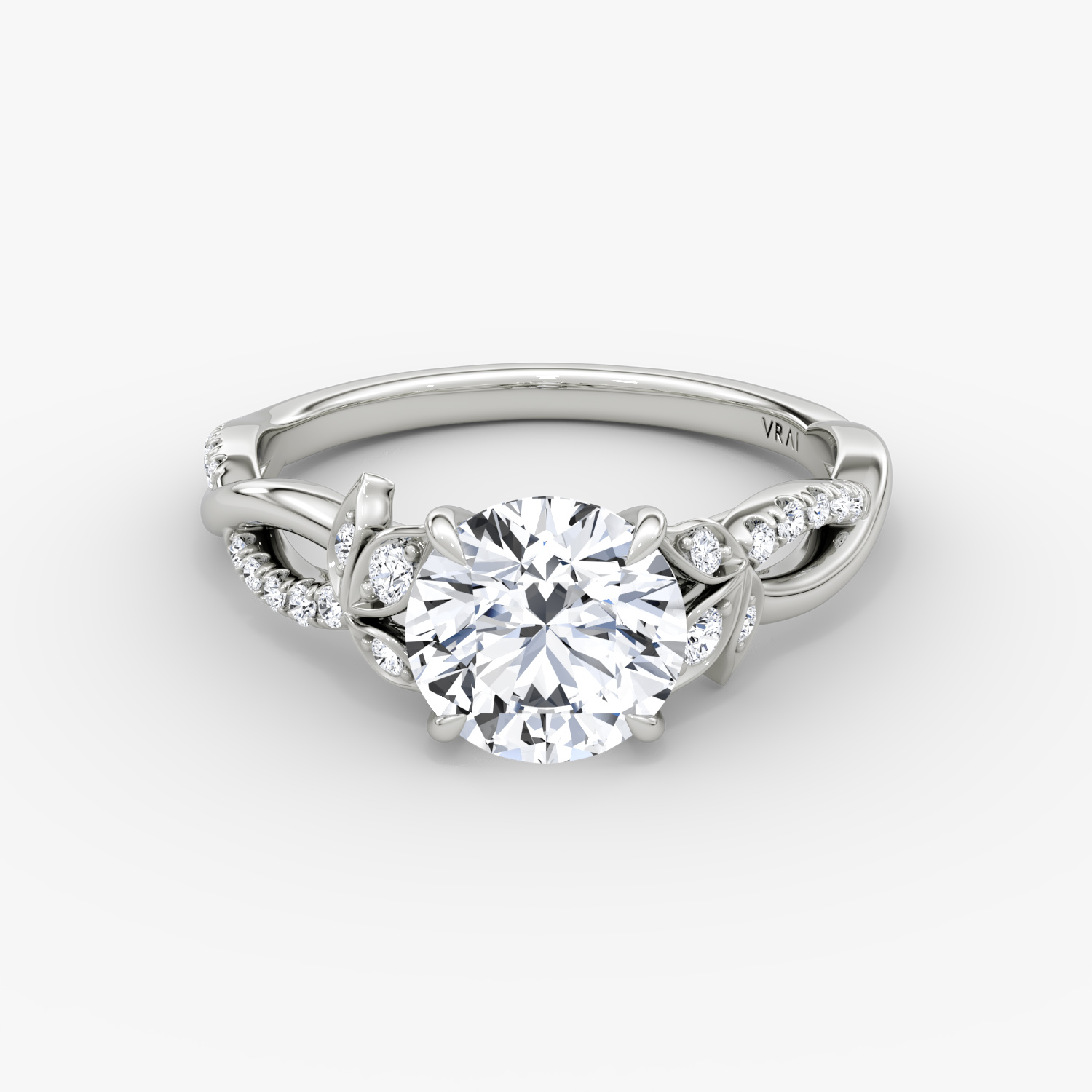 Twisted Floral Round Brilliant Ring
