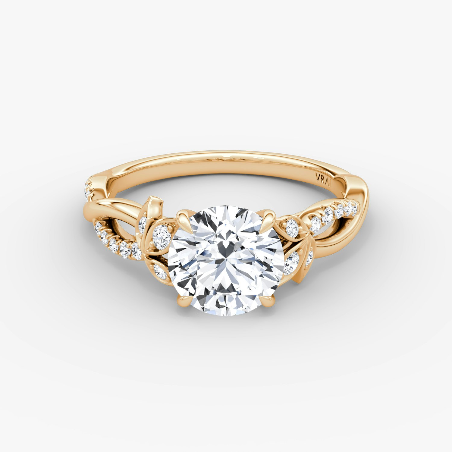 Twisted Floral Round Brilliant Engagement Ring | 14k Rose Gold