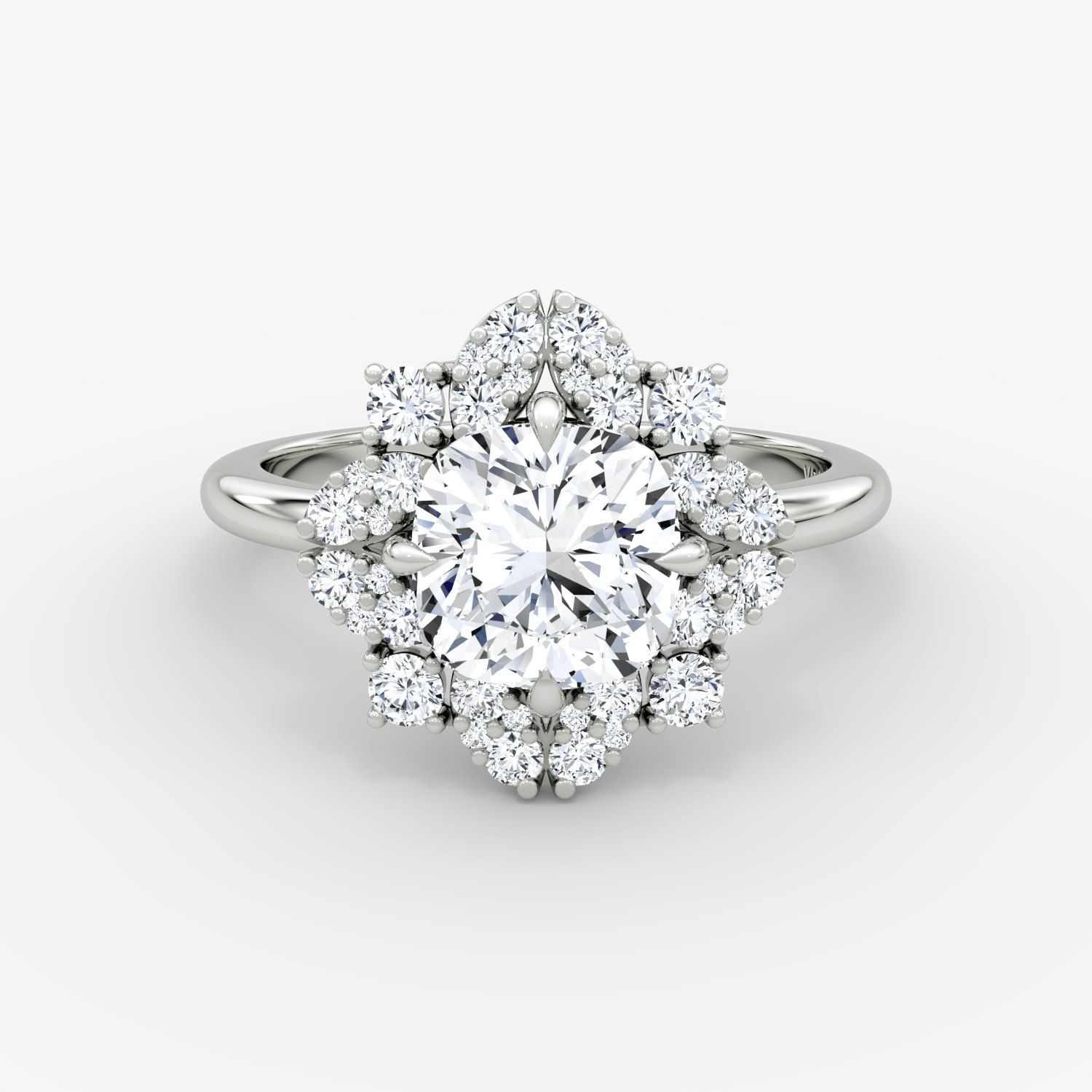 Carnation Cushion Engagement Ring | 18k White Gold