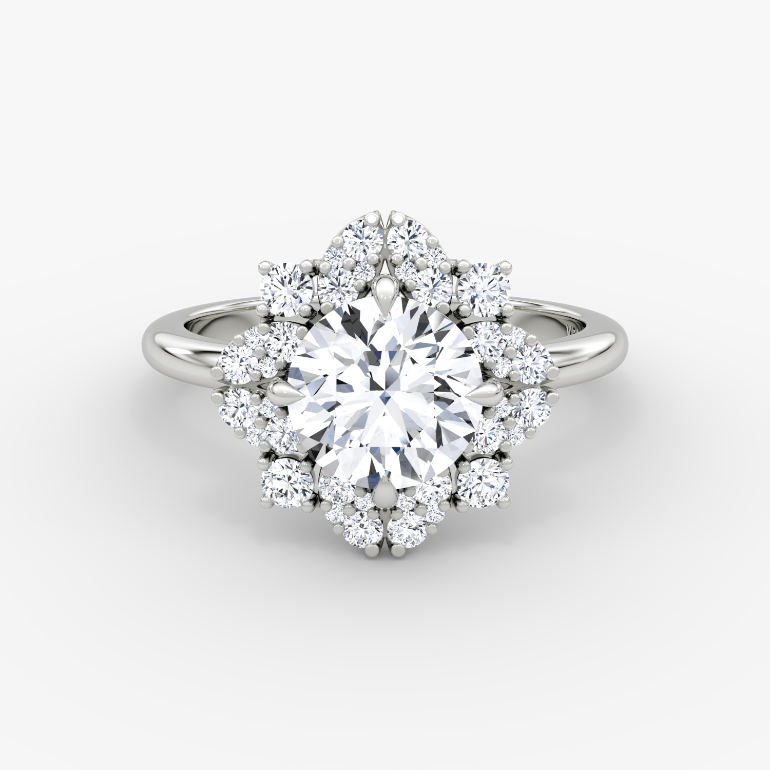 Carnation Round Brilliant Engagement Ring | 18k White Gold