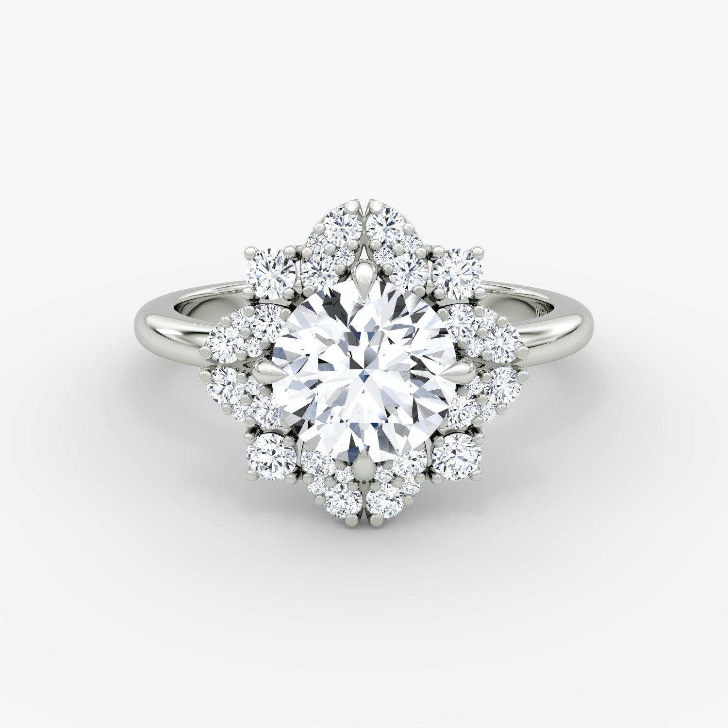 Carnation Round Brilliant Engagement Ring | 18k White Gold