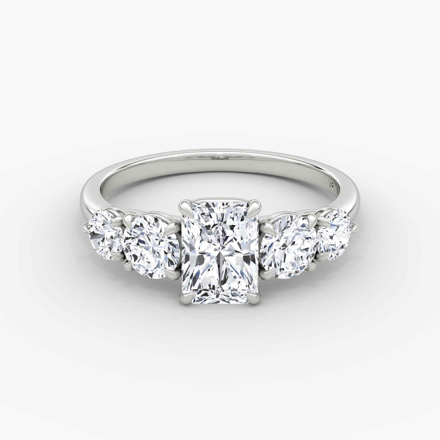 Signature Five Stone Radiant Engagement Ring | 18k White Gold