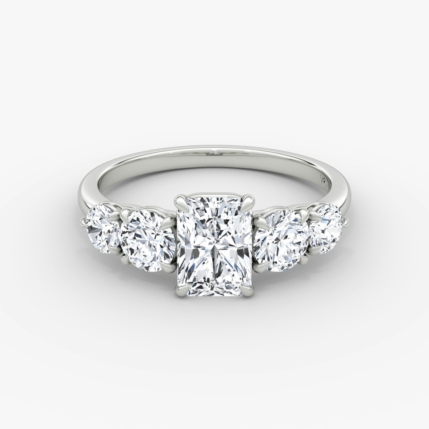 Signature Five Stone Radiant Engagement Ring | 18k White Gold