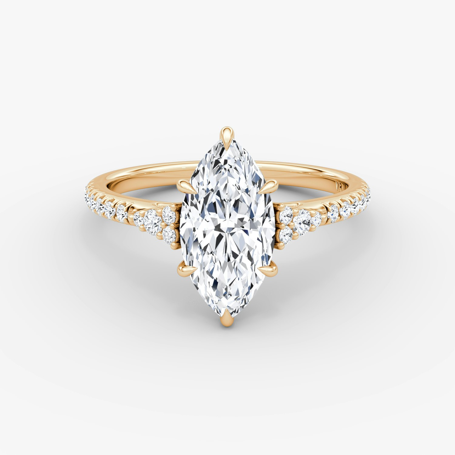 Side Cluster Cathedral Marquise Engagement Ring | 14k Rose Gold
