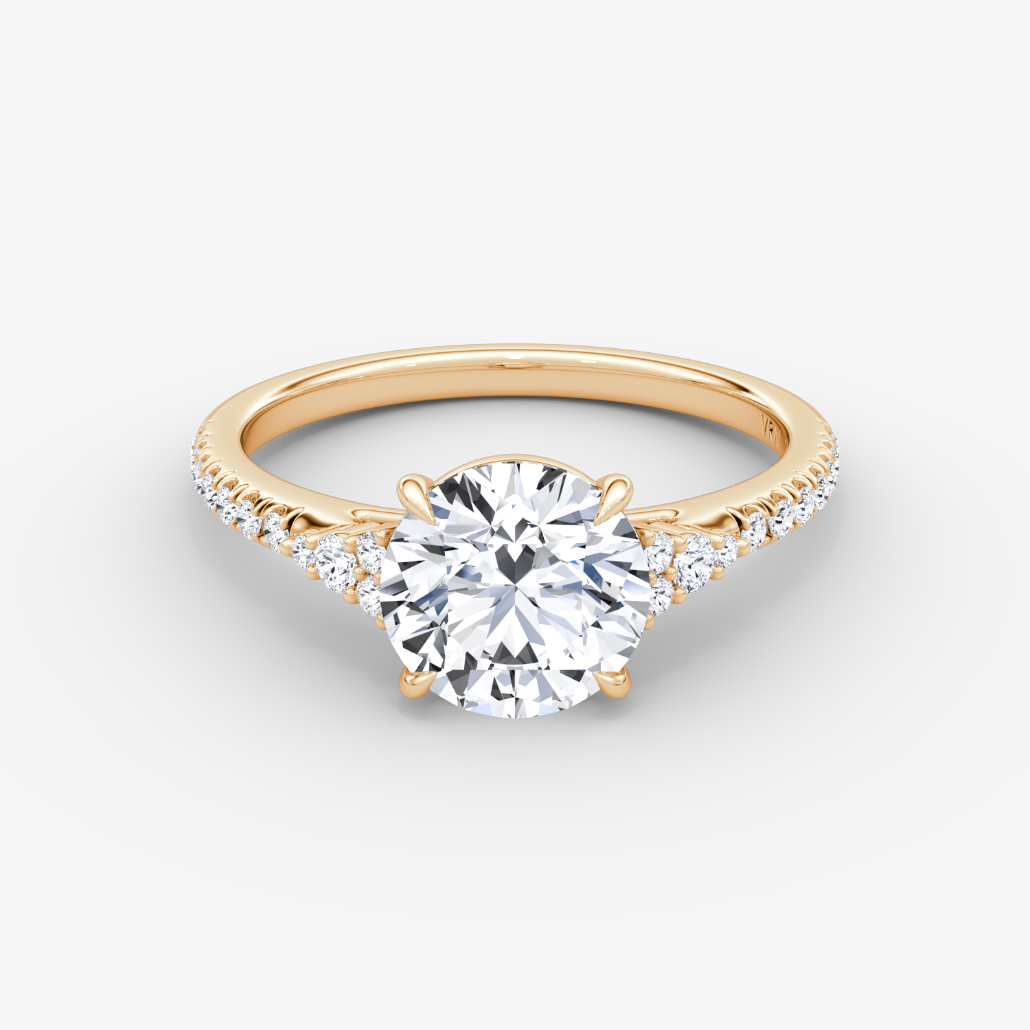 Side Cluster Cathedral Round Brilliant Engagement Ring | 14k Rose Gold