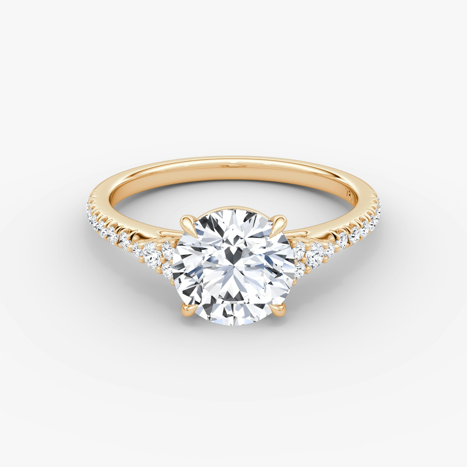 Side Cluster Cathedral Round Brilliant Engagement Ring | 14k Rose Gold