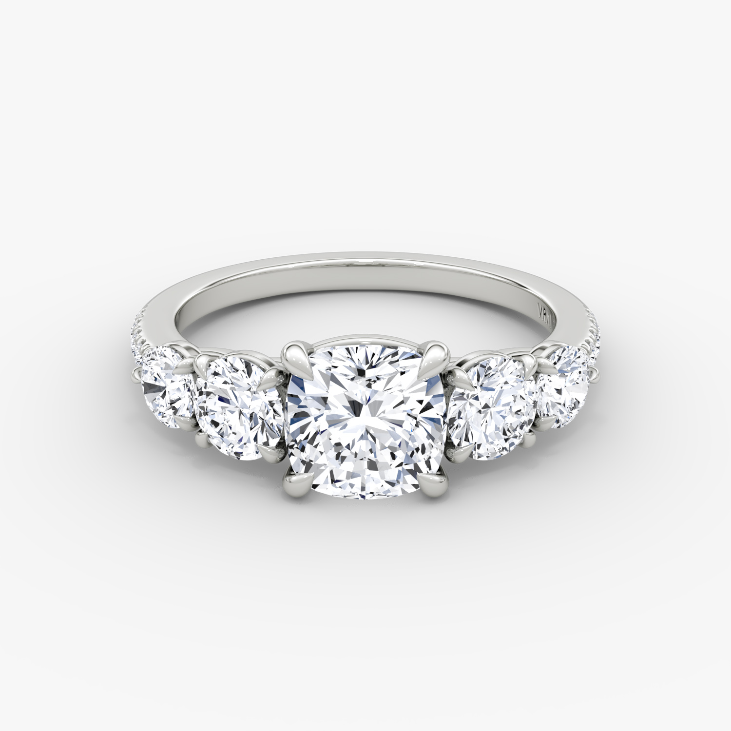 Signature Five Stone Cushion Engagement Ring | 18k White Gold