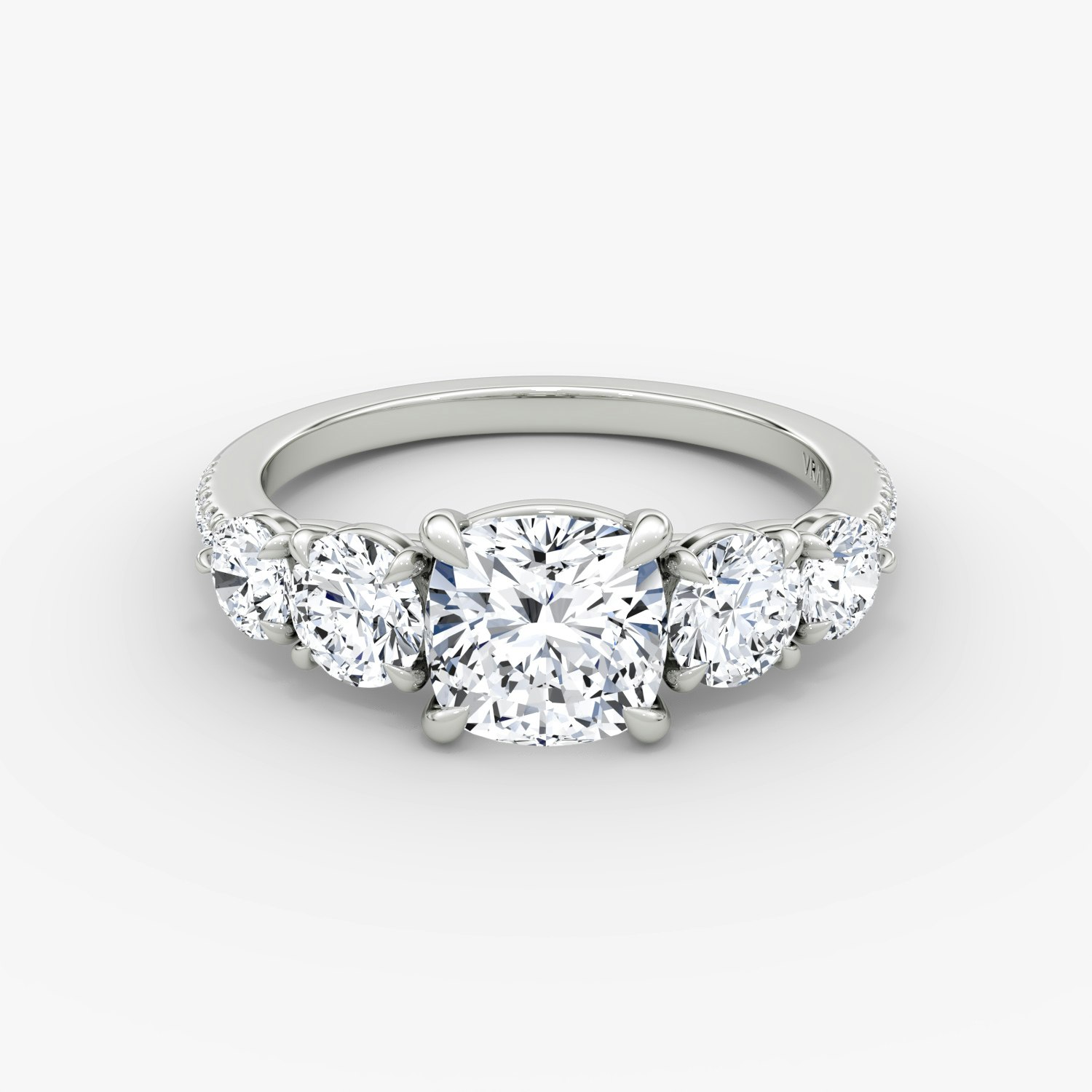 Signature Five Stone Cushion Engagement Ring | 18k White Gold