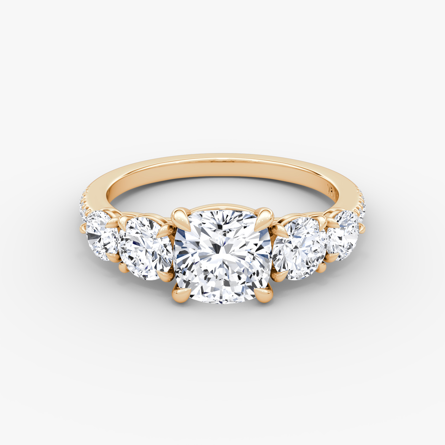 Signature Five Stone Cushion Engagement Ring | 14k Rose Gold
