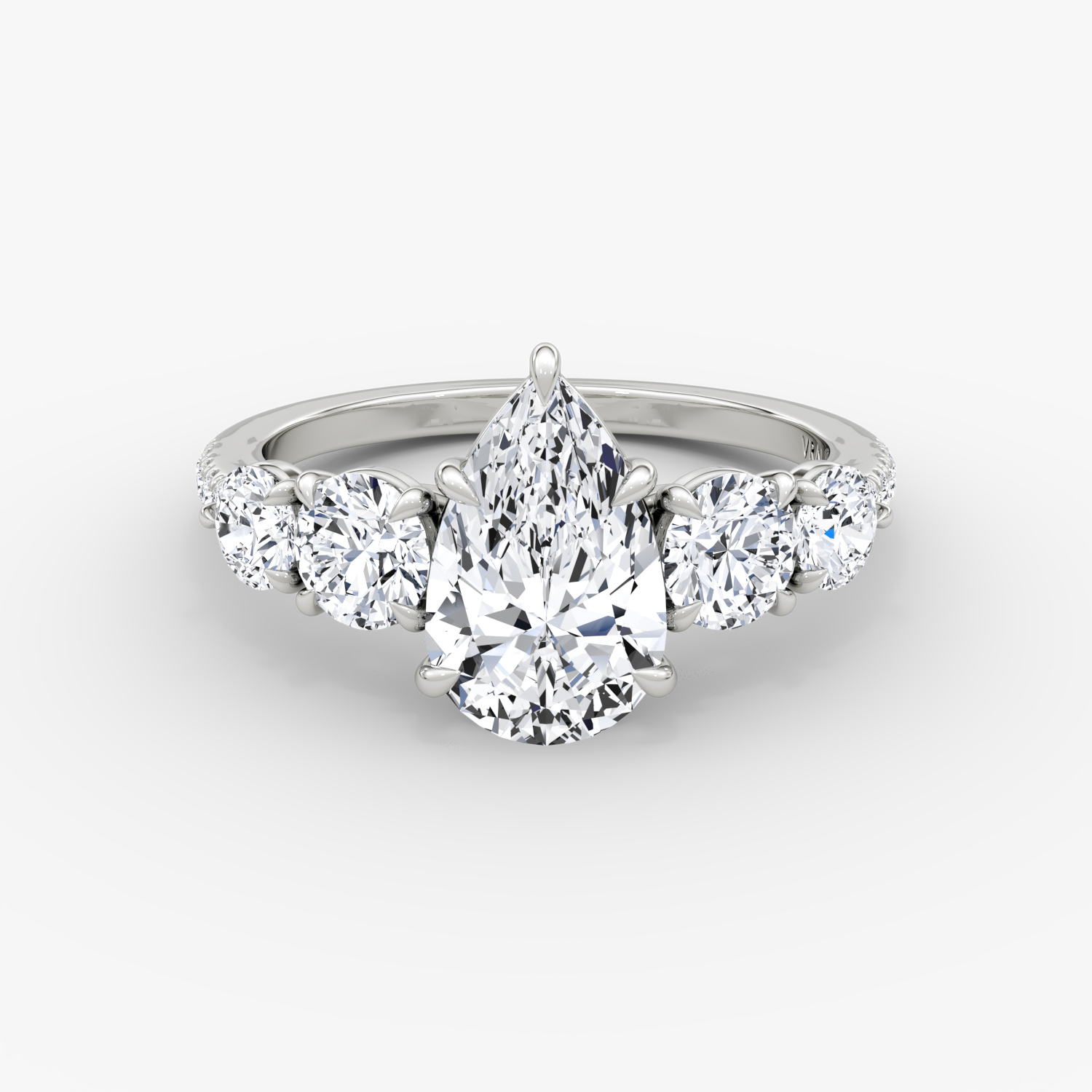 Signature Five Stone Pear Engagement Ring | 18k White Gold