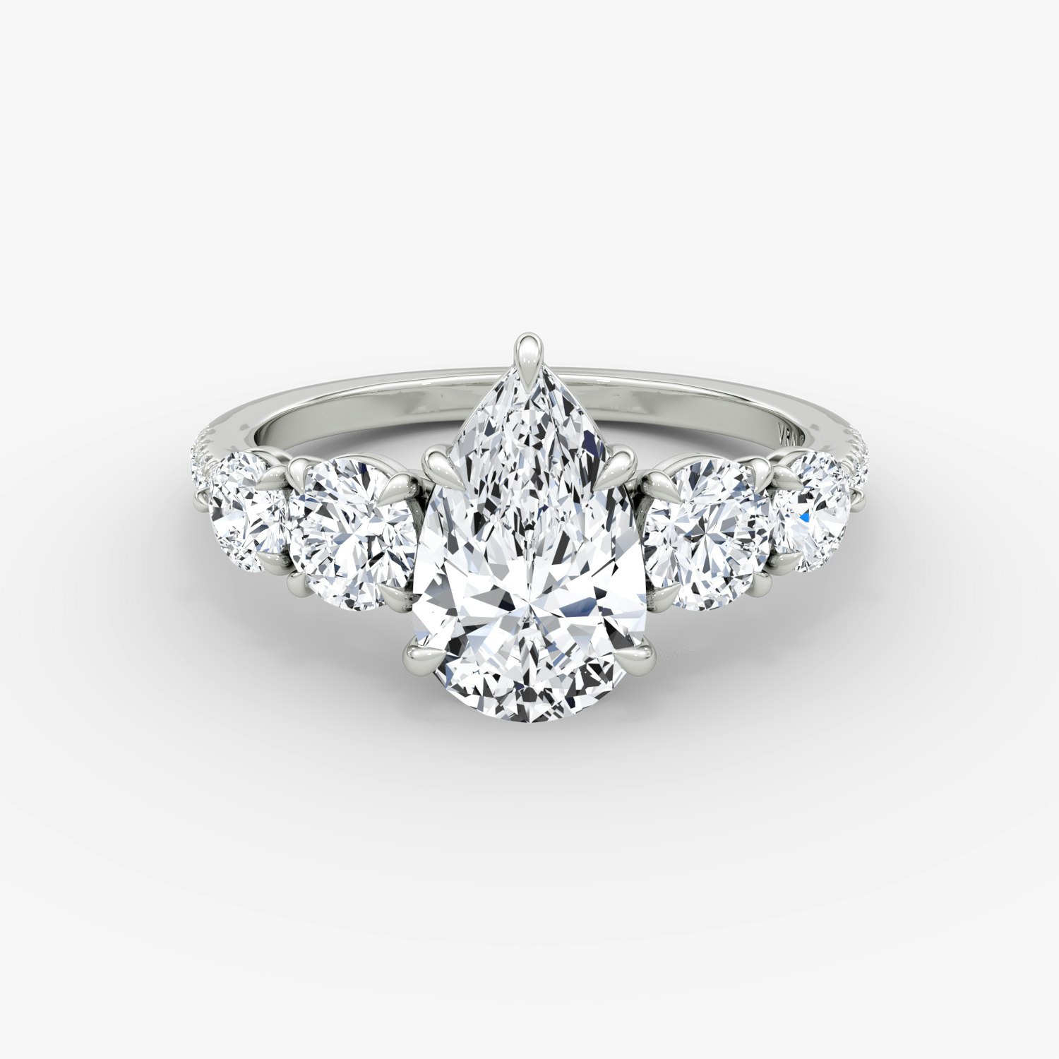Signature Five Stone Pear Engagement Ring | 18k White Gold
