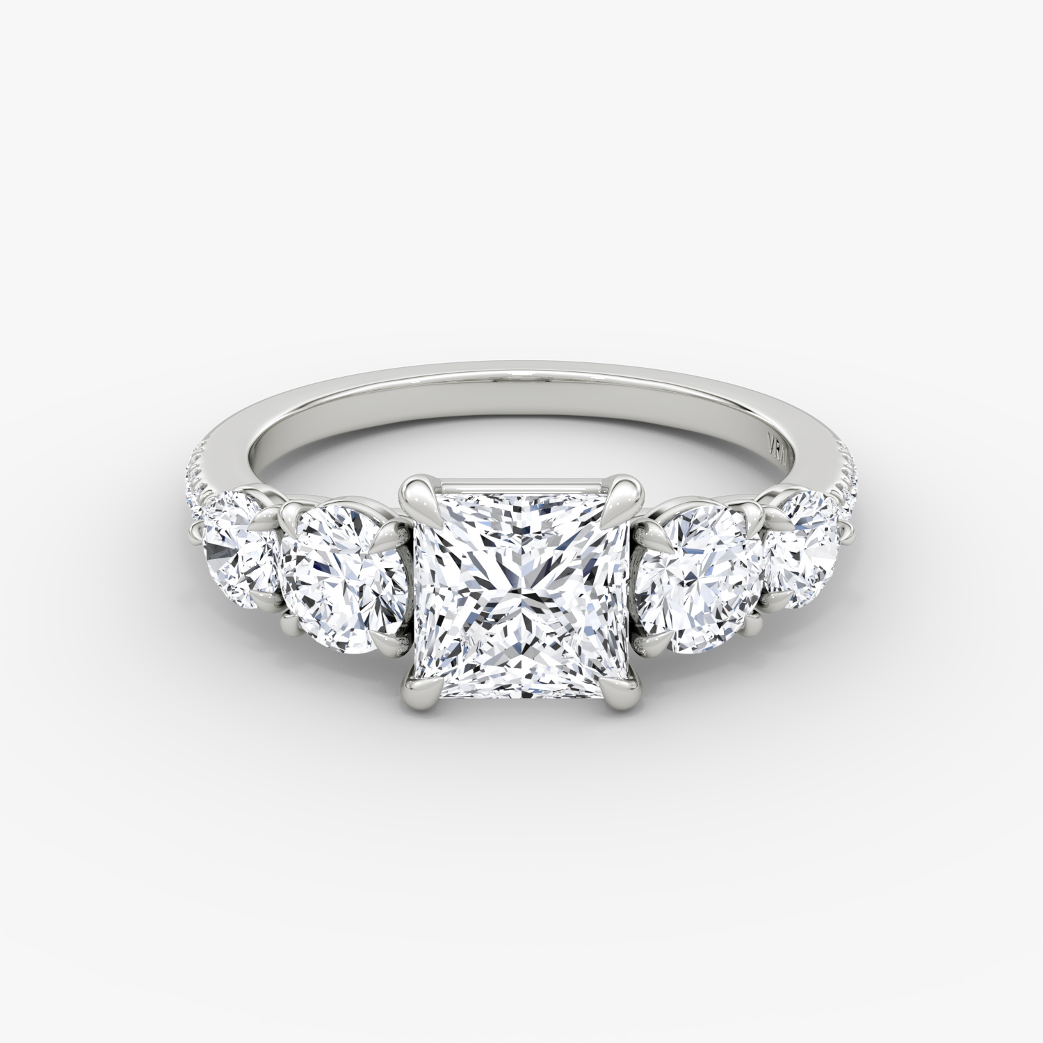Signature Five Stone Princess Engagement Ring | 18k White Gold