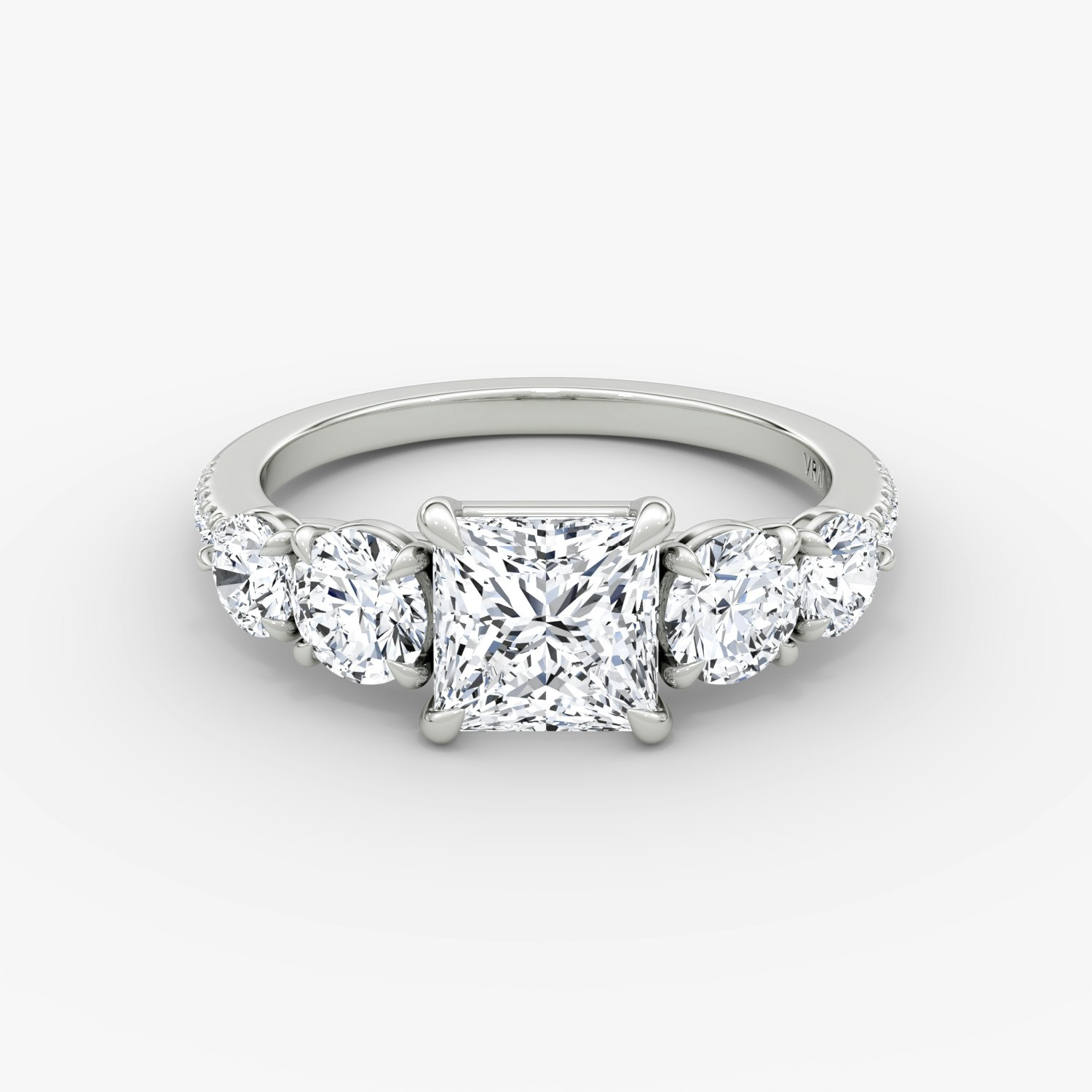 Signature Five Stone Princess Engagement Ring | 18k White Gold