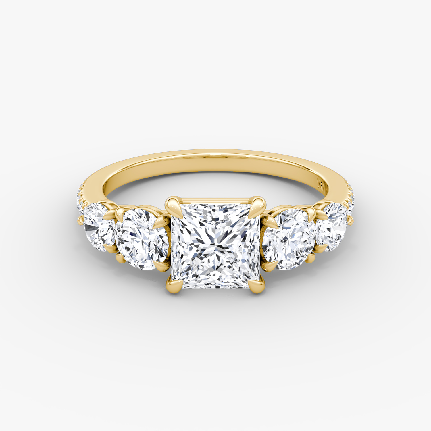 Signature Five Stone Princess Engagement Ring | 18k Yellow Gold