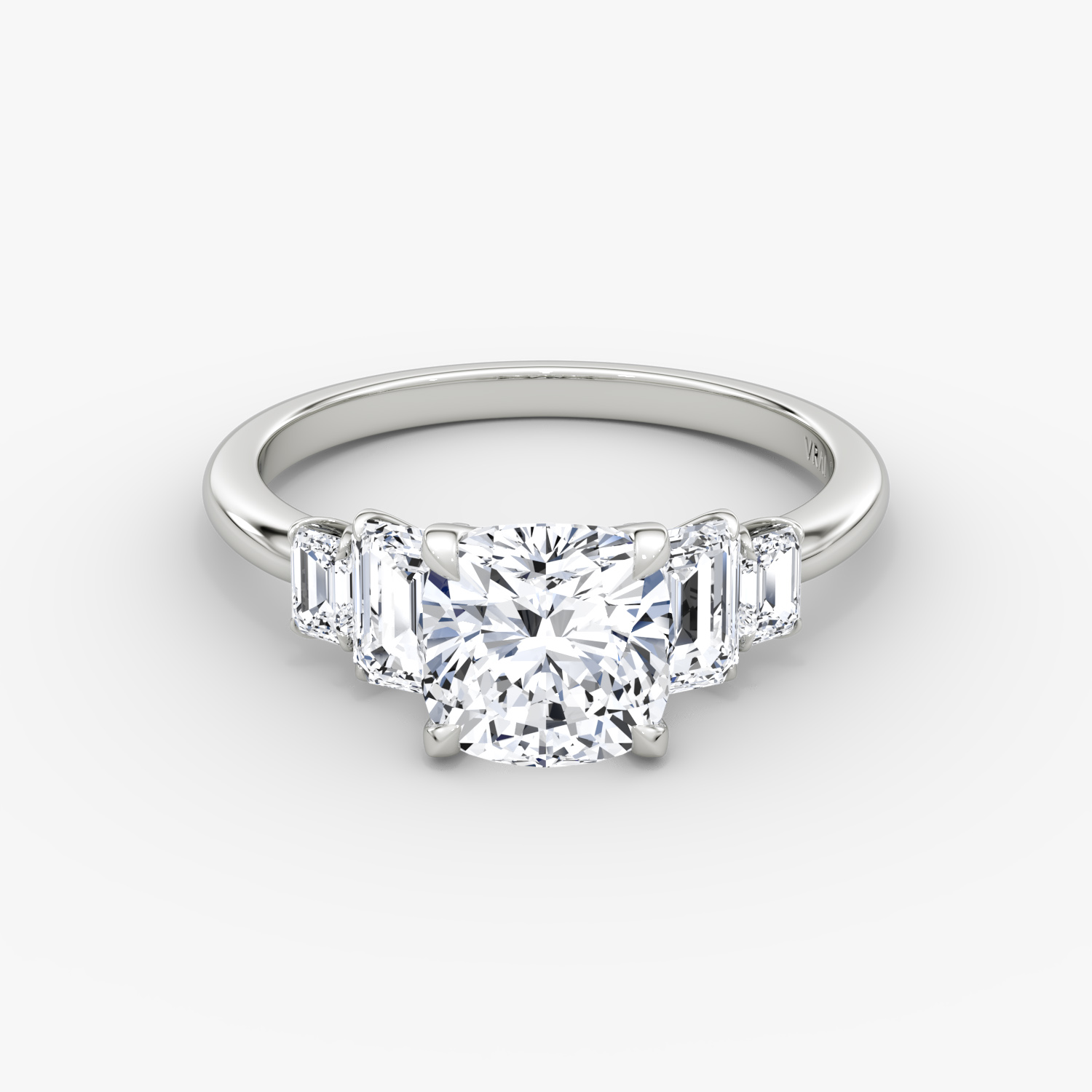 Statement Five Stone Cushion Engagement Ring | 18k White Gold