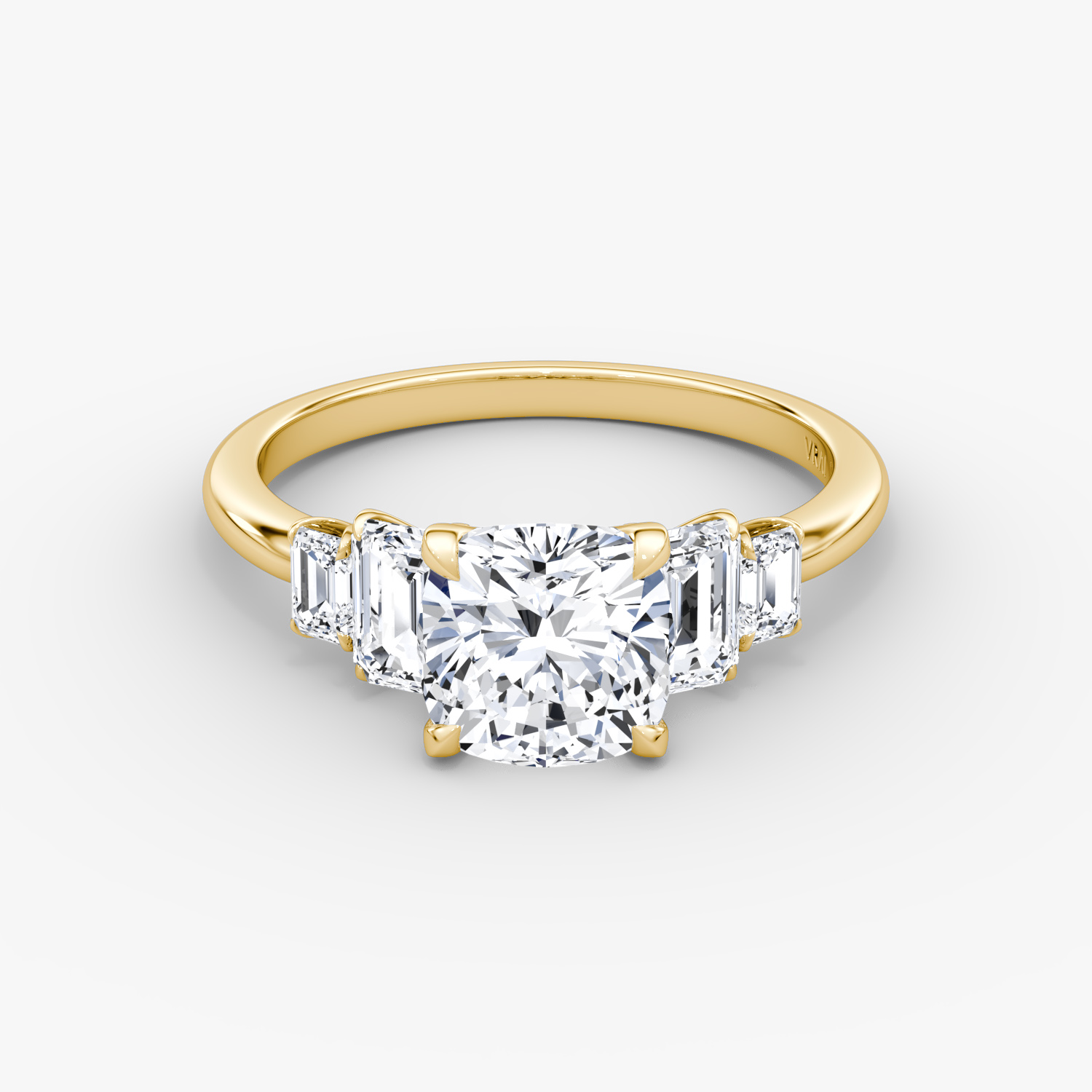 Statement Five Stone Cushion Engagement Ring | 18k Yellow Gold