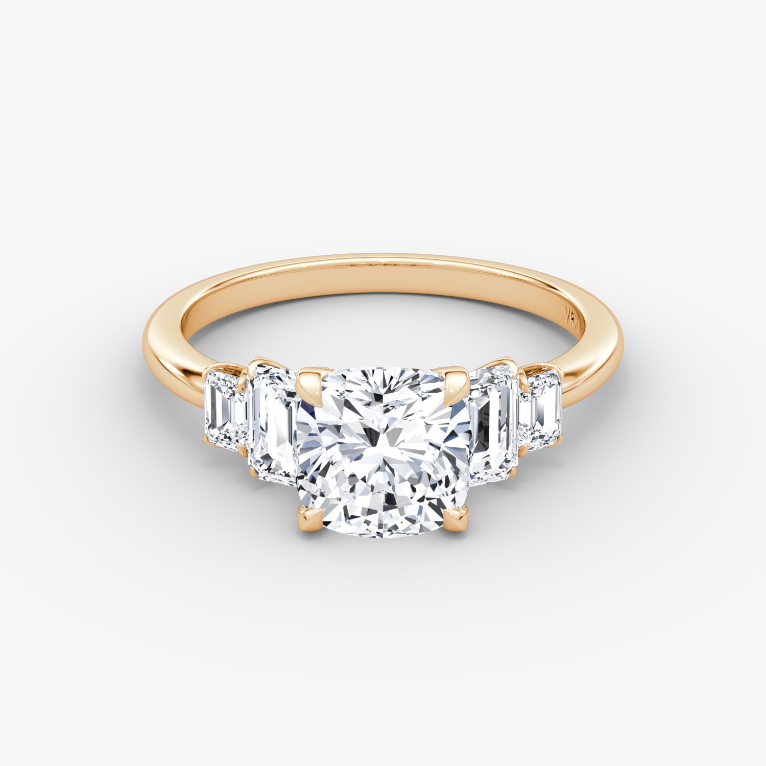 Statement Five Stone Cushion Engagement Ring | 14k Rose Gold
