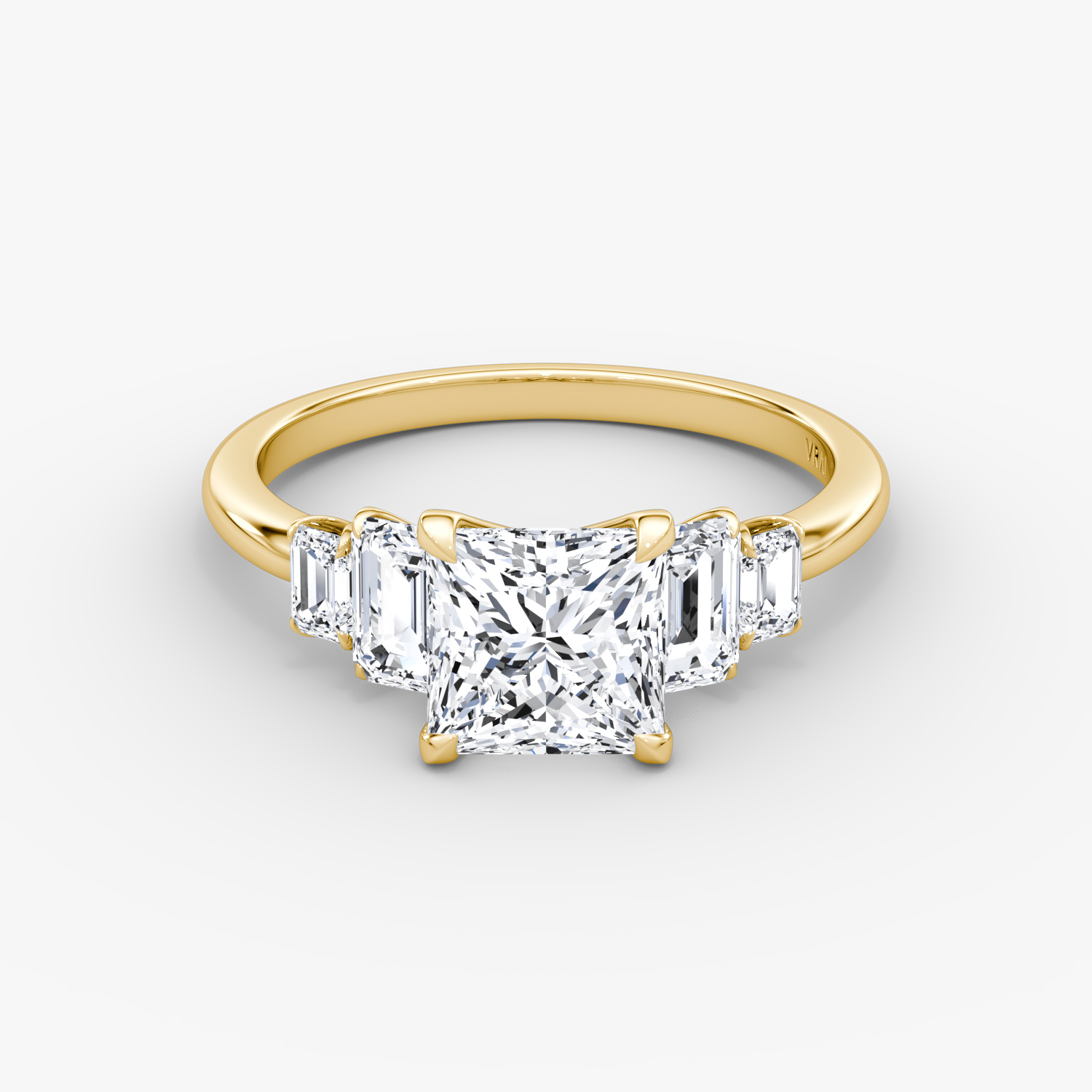 Statement Five Stone Princess Engagement Ring | 18k Yellow Gold