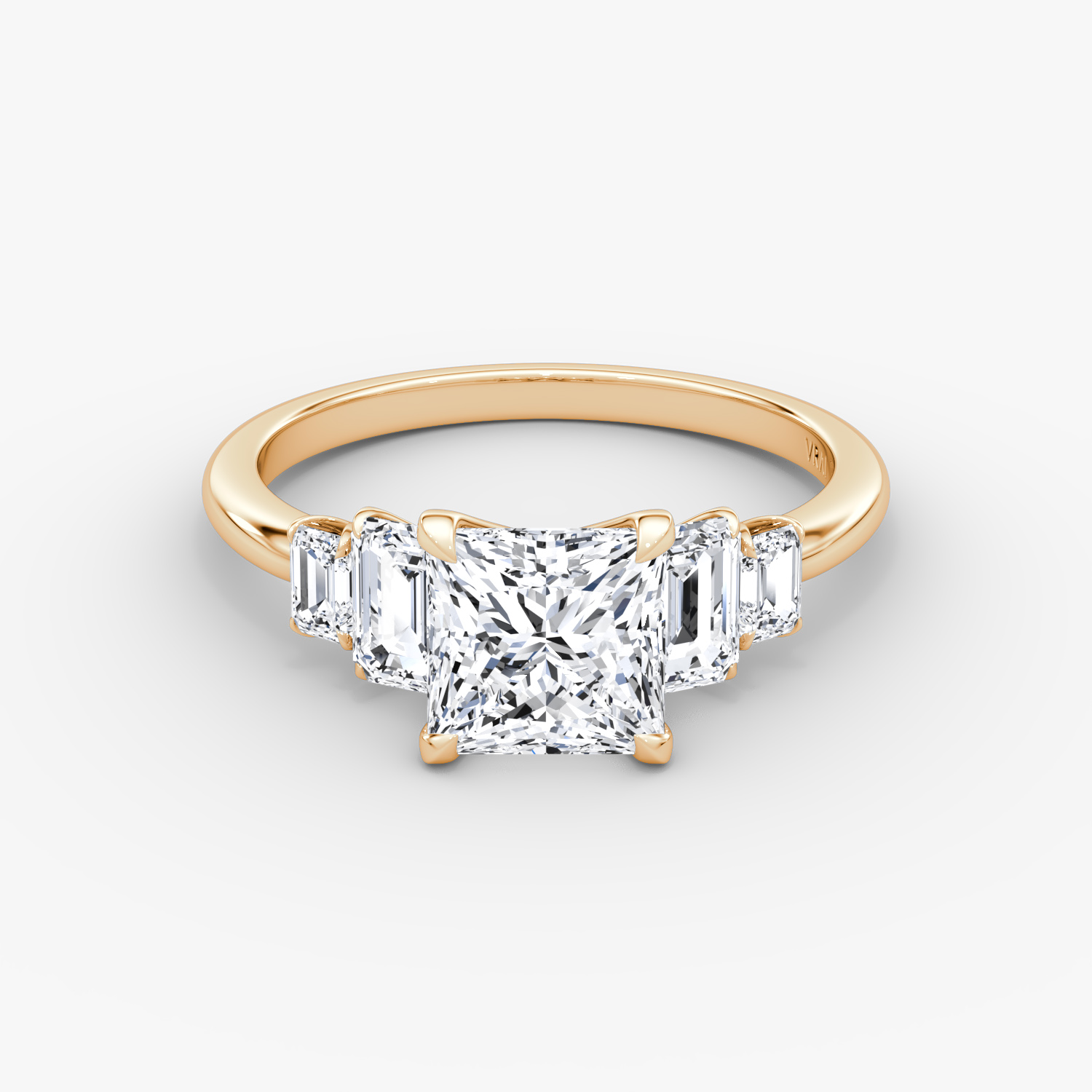 Statement Five Stone Princess Engagement Ring | 14k Rose Gold