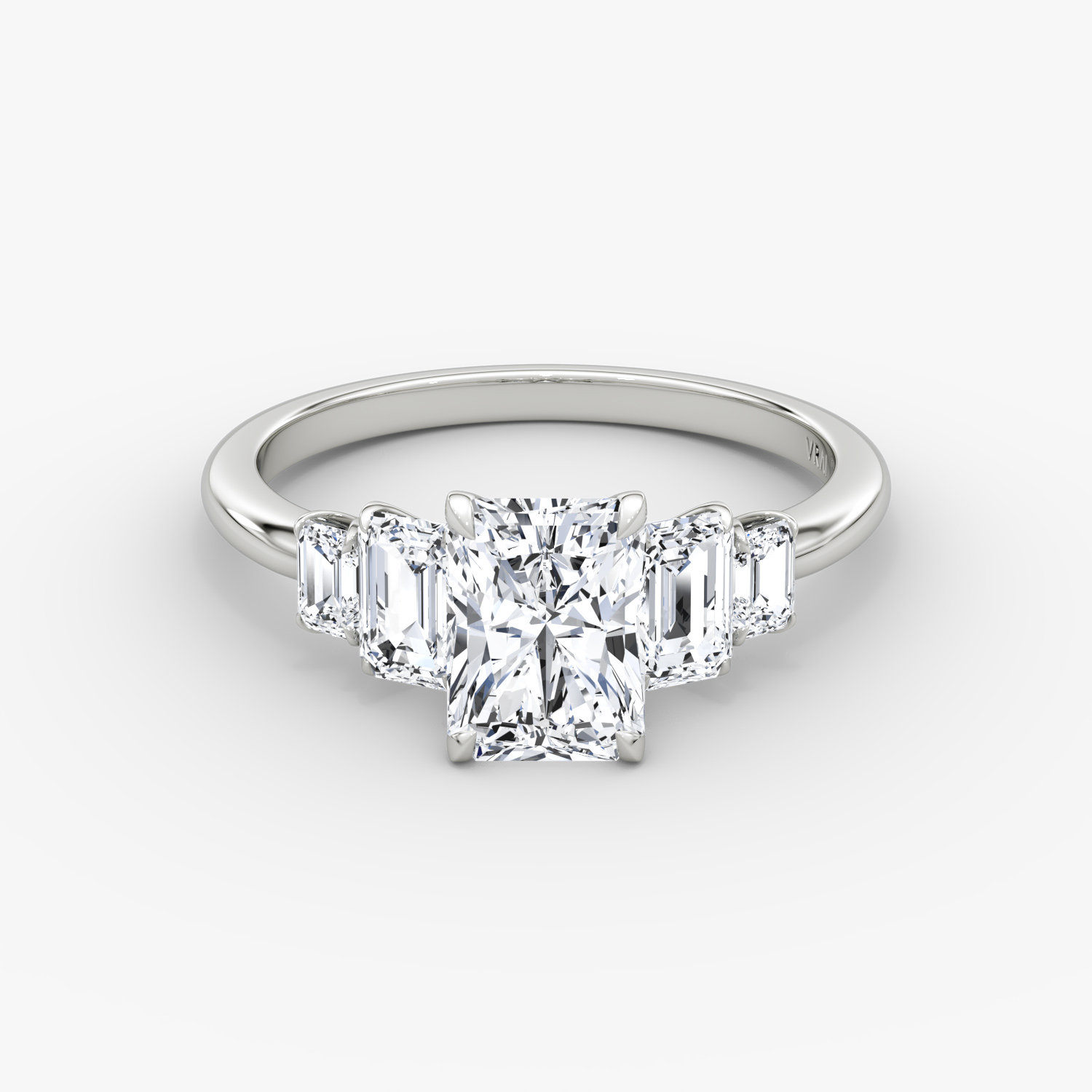 Statement Five Stone Radiant Engagement Ring | 18k White Gold