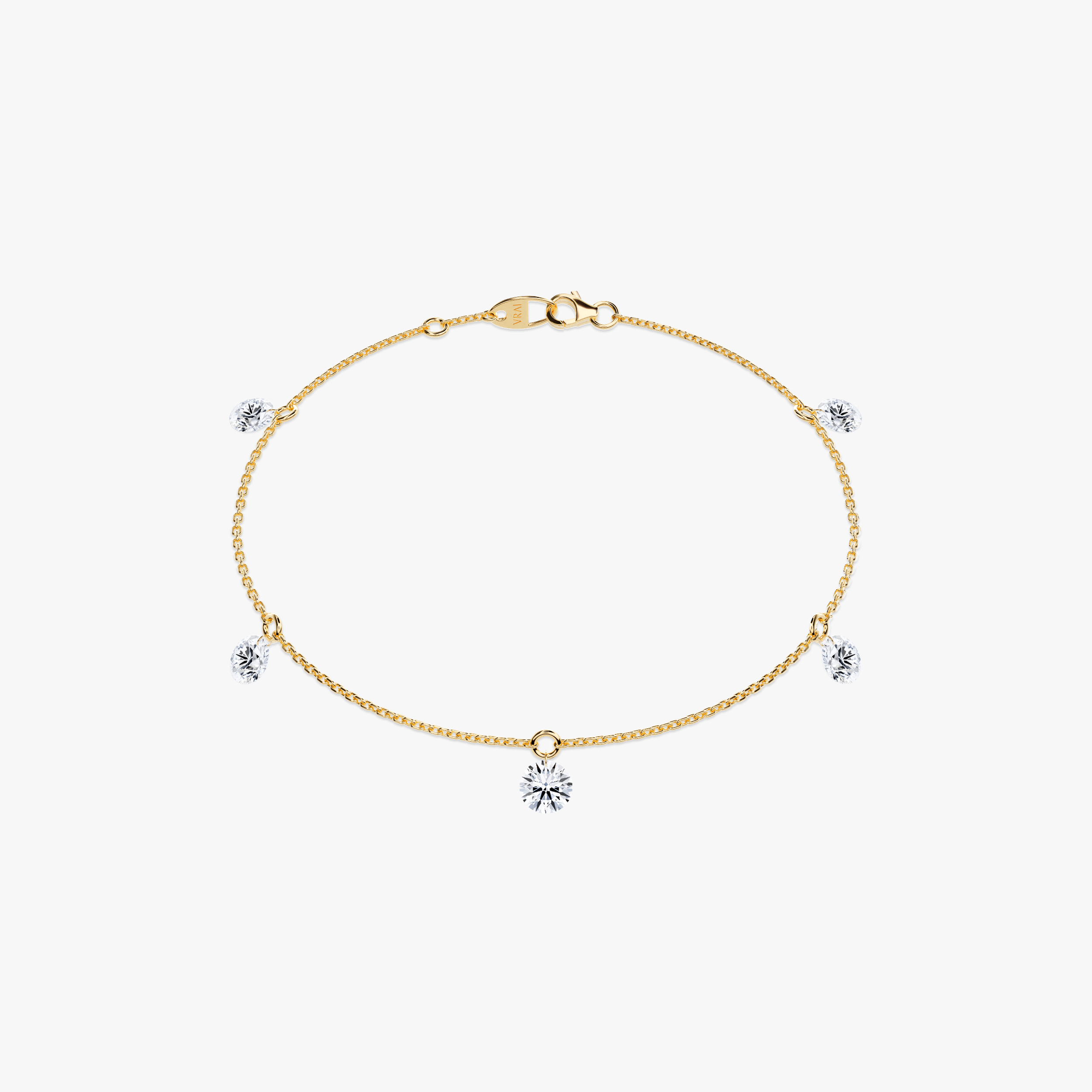 Original Floating Station Bracelet 14k Yellow Gold 3 Created Diamonds
