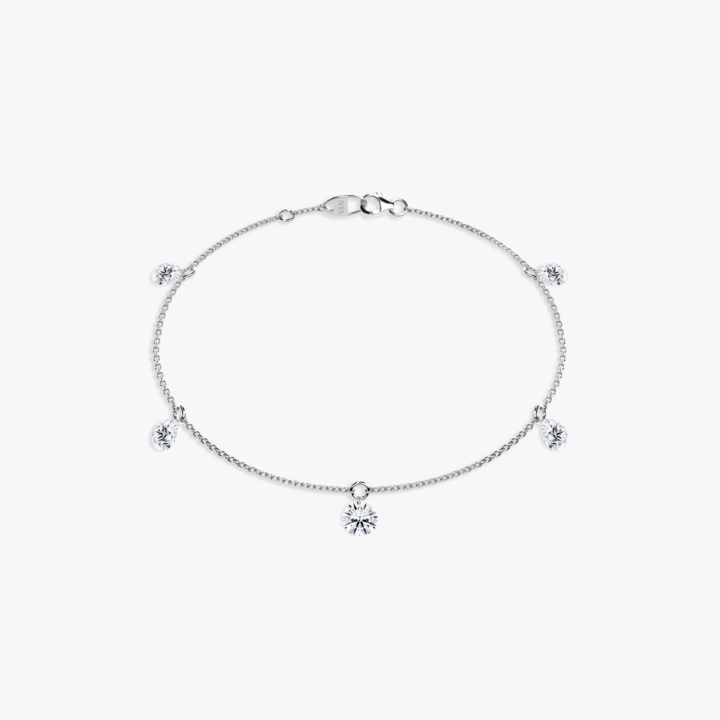 Original Floating Station Bracelet 14k White Gold 3 Created Diamonds