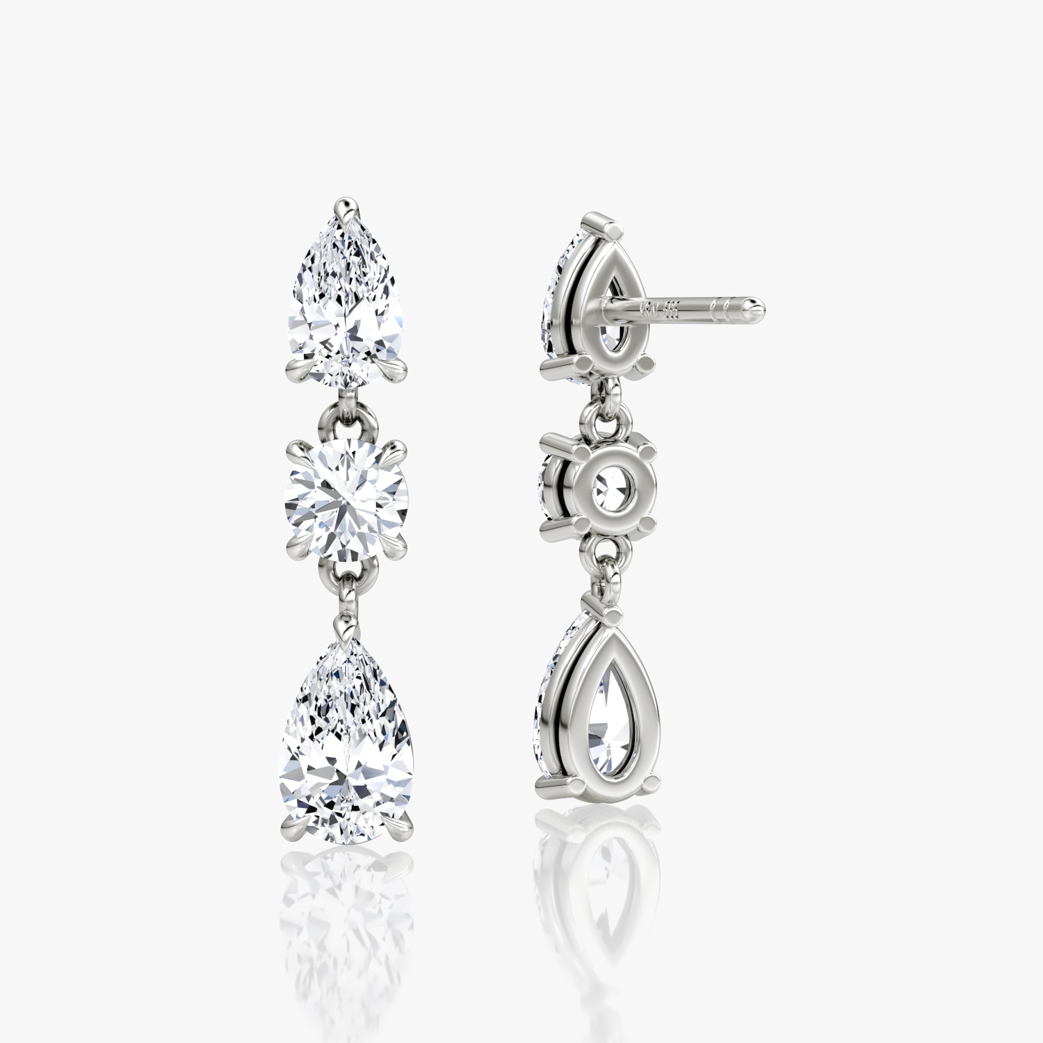 Three Stone Drop Earring in Yellow Gold
