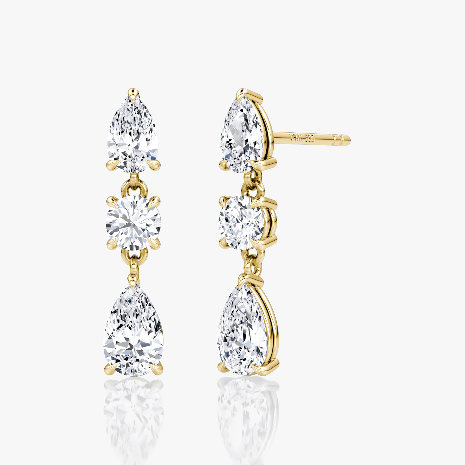 Three Stone Drop Earring in White Gold