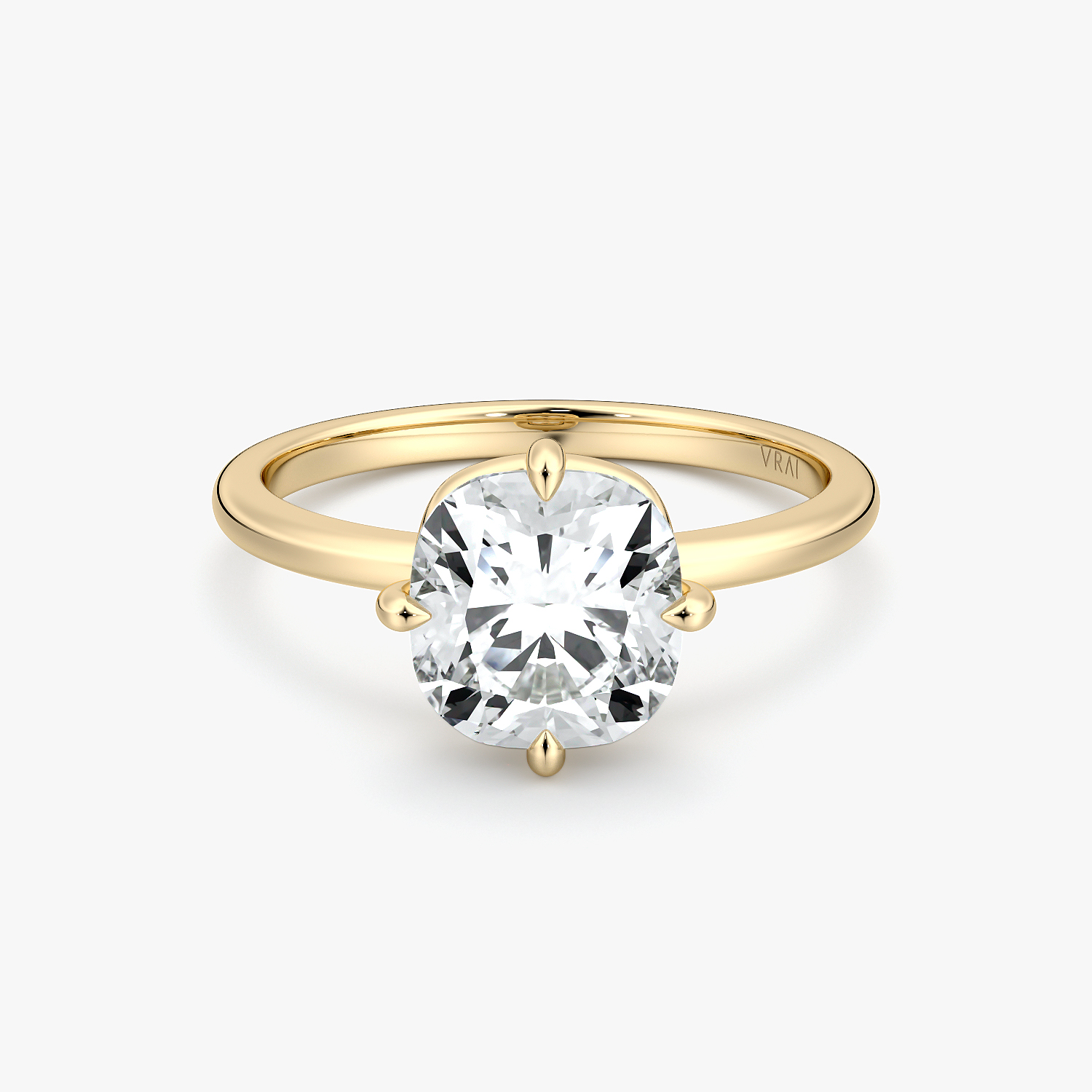 Compass Solitaire Cushion Engagement Ring | 18k Yellow Gold