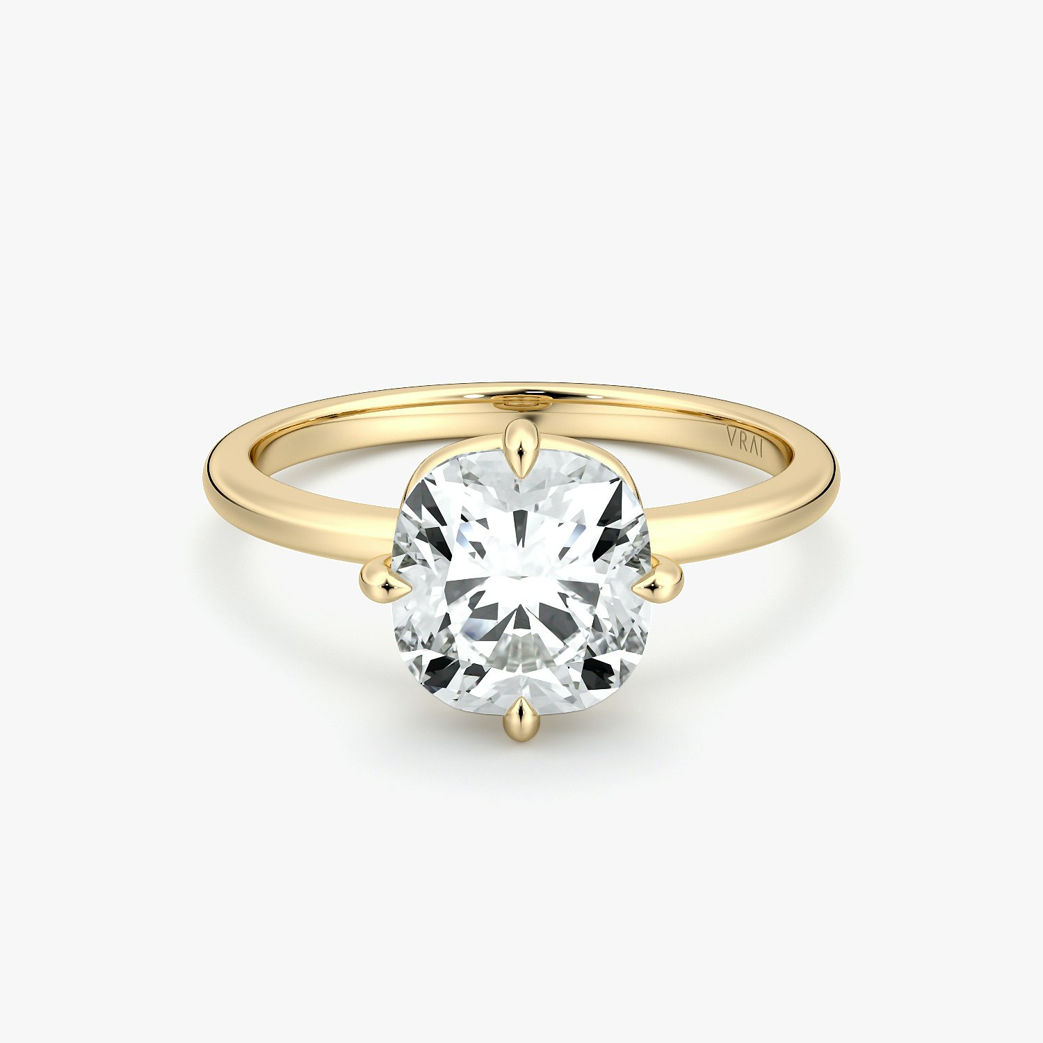 Compass Solitaire Cushion Engagement Ring | 18k Yellow Gold