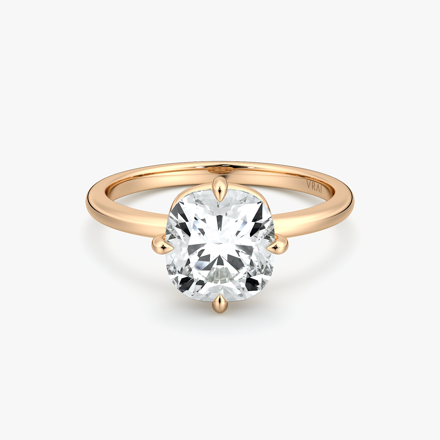 Compass Solitaire Cushion Engagement Ring | 14k Rose Gold