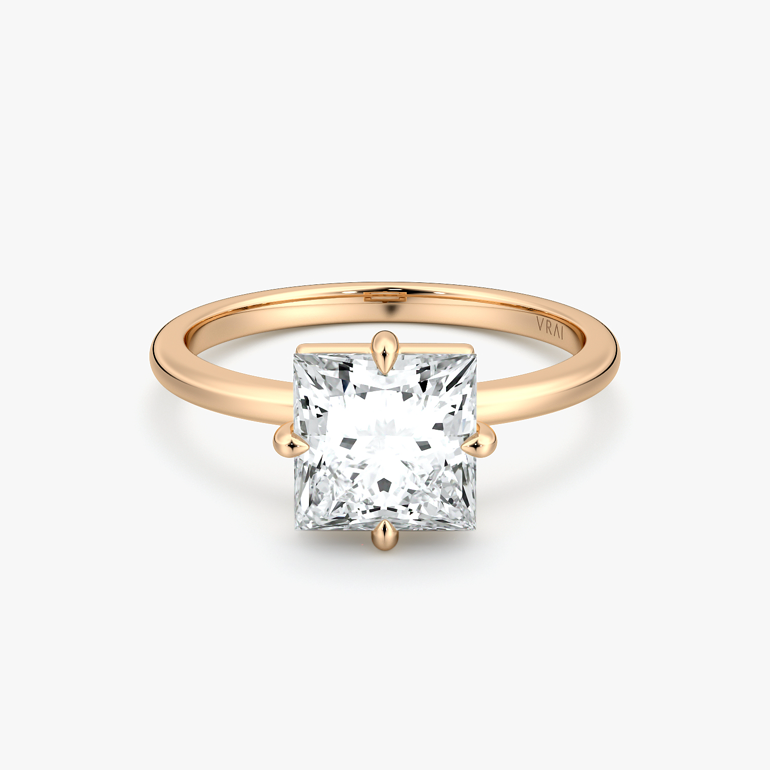 Compass Solitaire Princess Engagement Ring | 14k Rose Gold