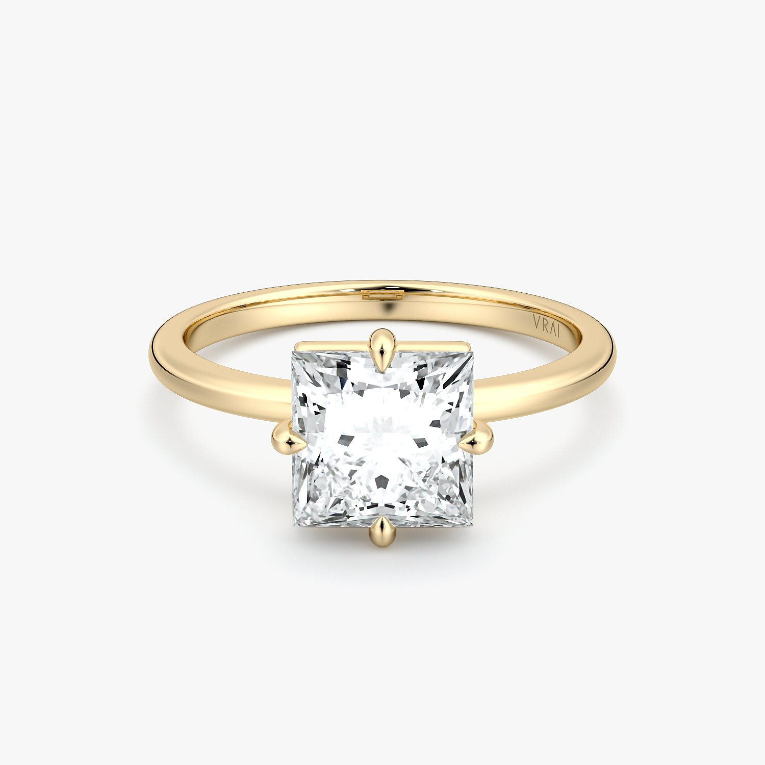 Compass Solitaire Princess Engagement Ring | 18k Yellow Gold