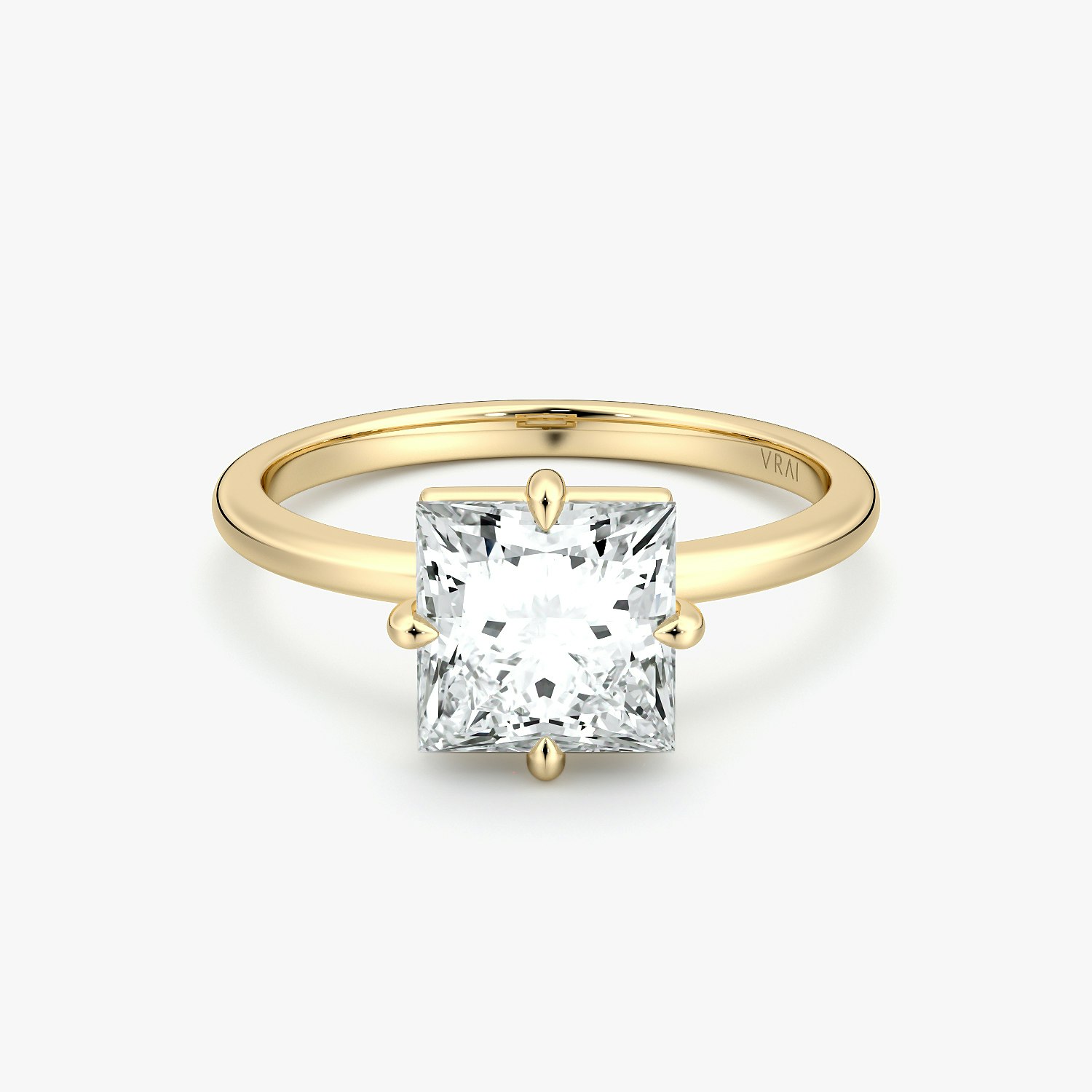 Compass Solitaire Princess Engagement Ring | 18k Yellow Gold
